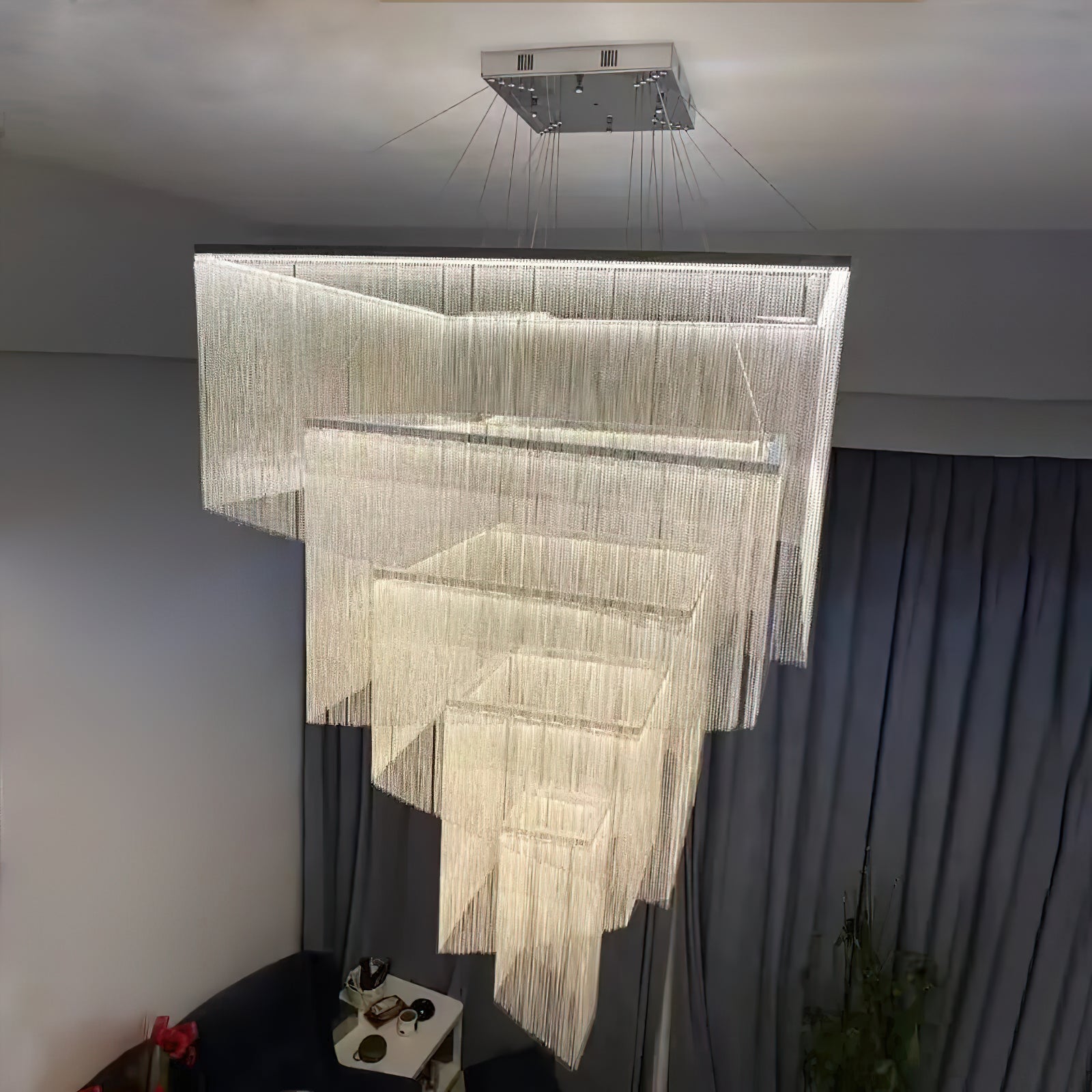 Caeluvyn Postmodern Chain Tassel Metal Chandelier - Neutralighting