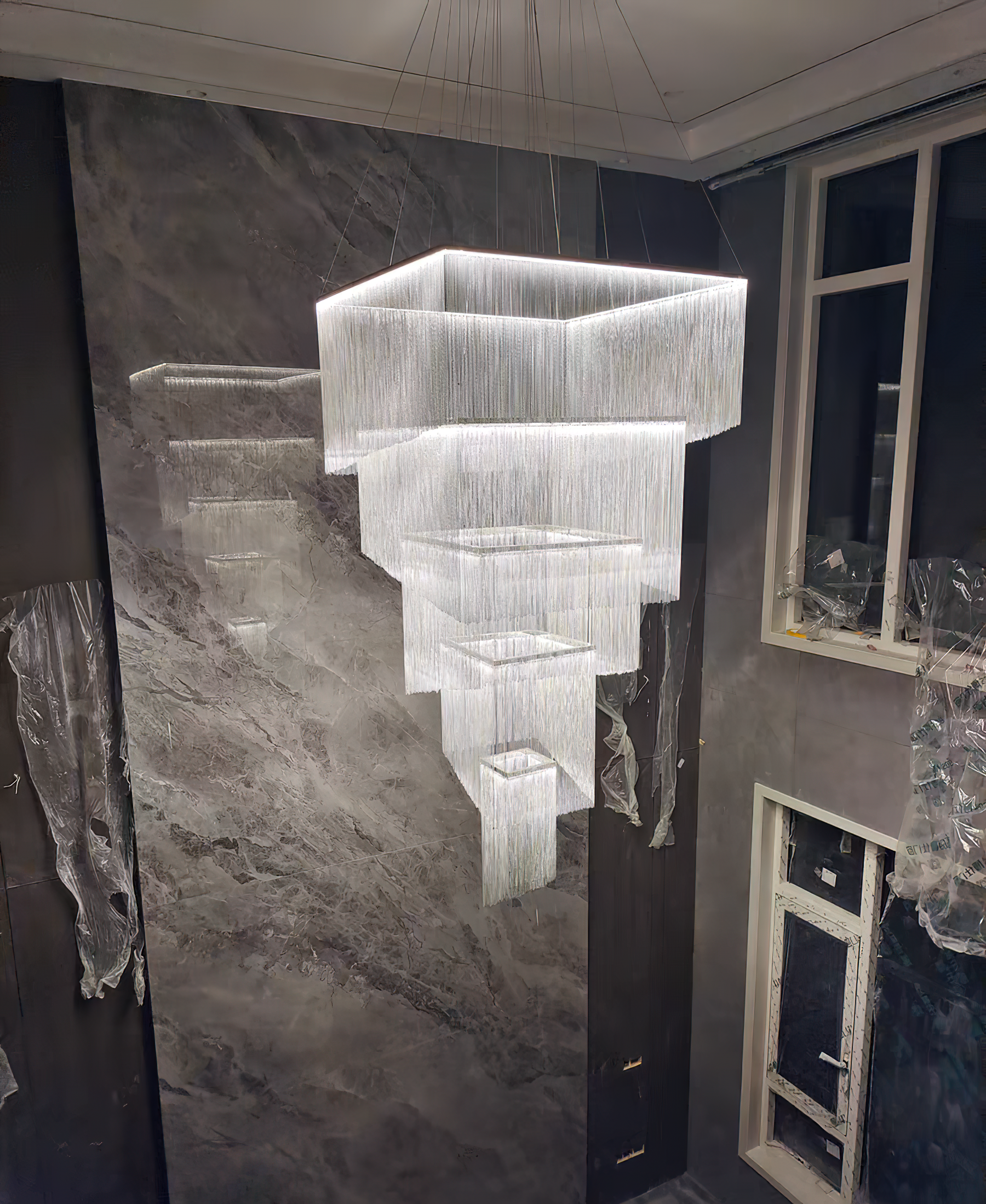 Caeluvyn Postmodern Chain Tassel Metal Chandelier - Neutralighting