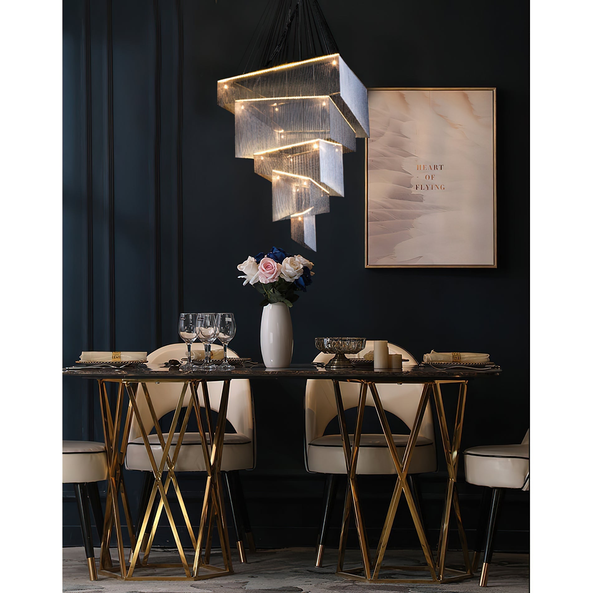 Caeluvyn Postmodern Chain Tassel Metal Chandelier - Neutralighting