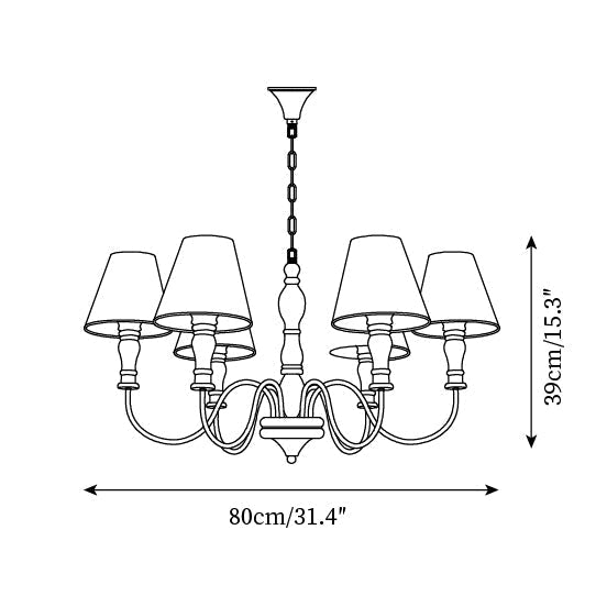 Florinda Floral Fabric Shade Chandelier with Wooden Arms - Neutralighting