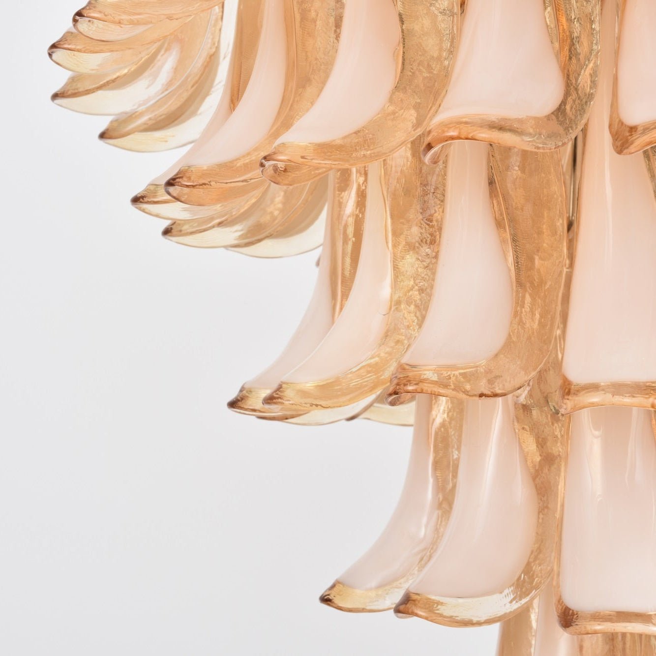 Aurora Chandelier Amber Murano Glass Petal Layered Luxury