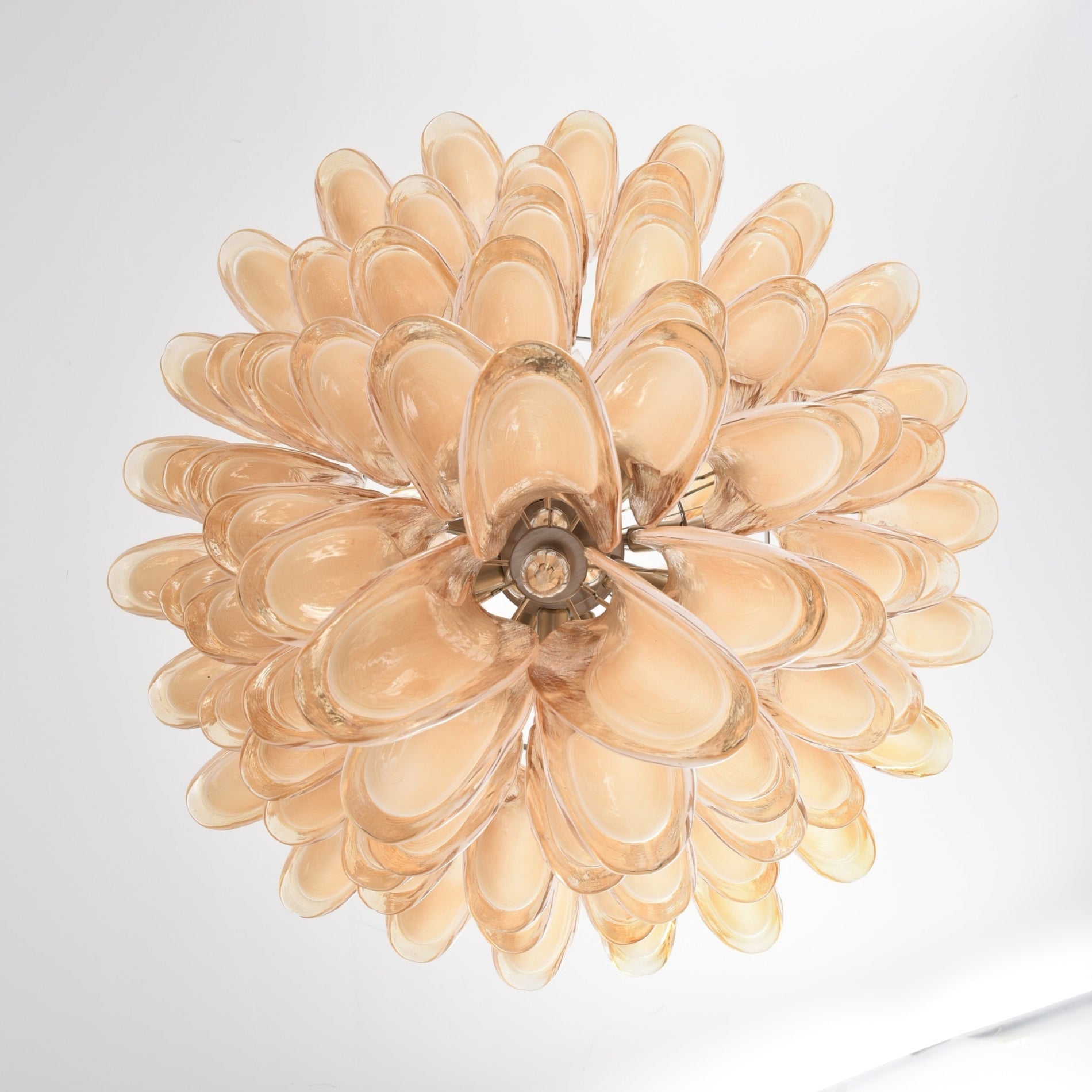 Aurora Chandelier Amber Murano Glass Petal Layered Luxury