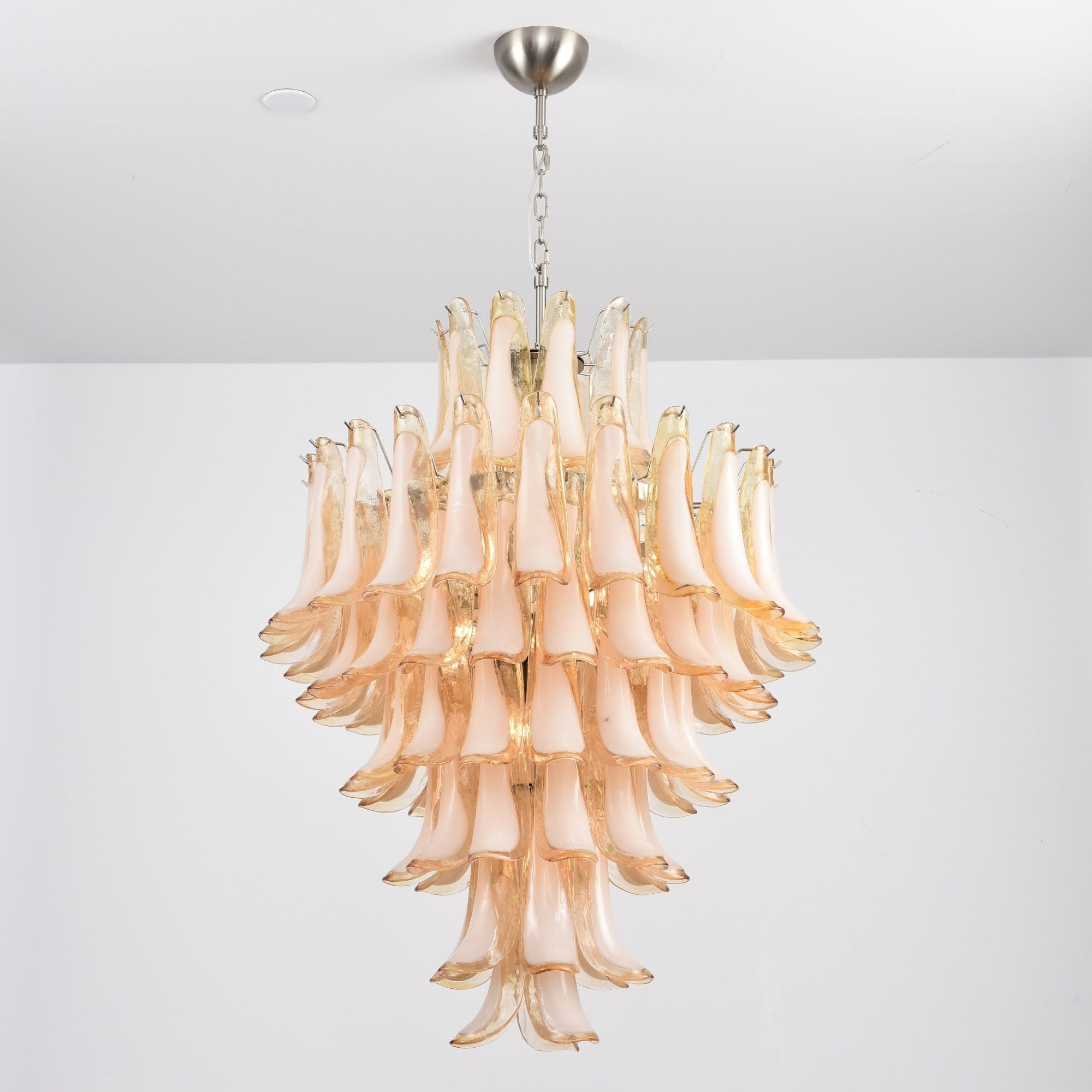 Aurora Chandelier Amber Murano Glass Petal Layered Luxury