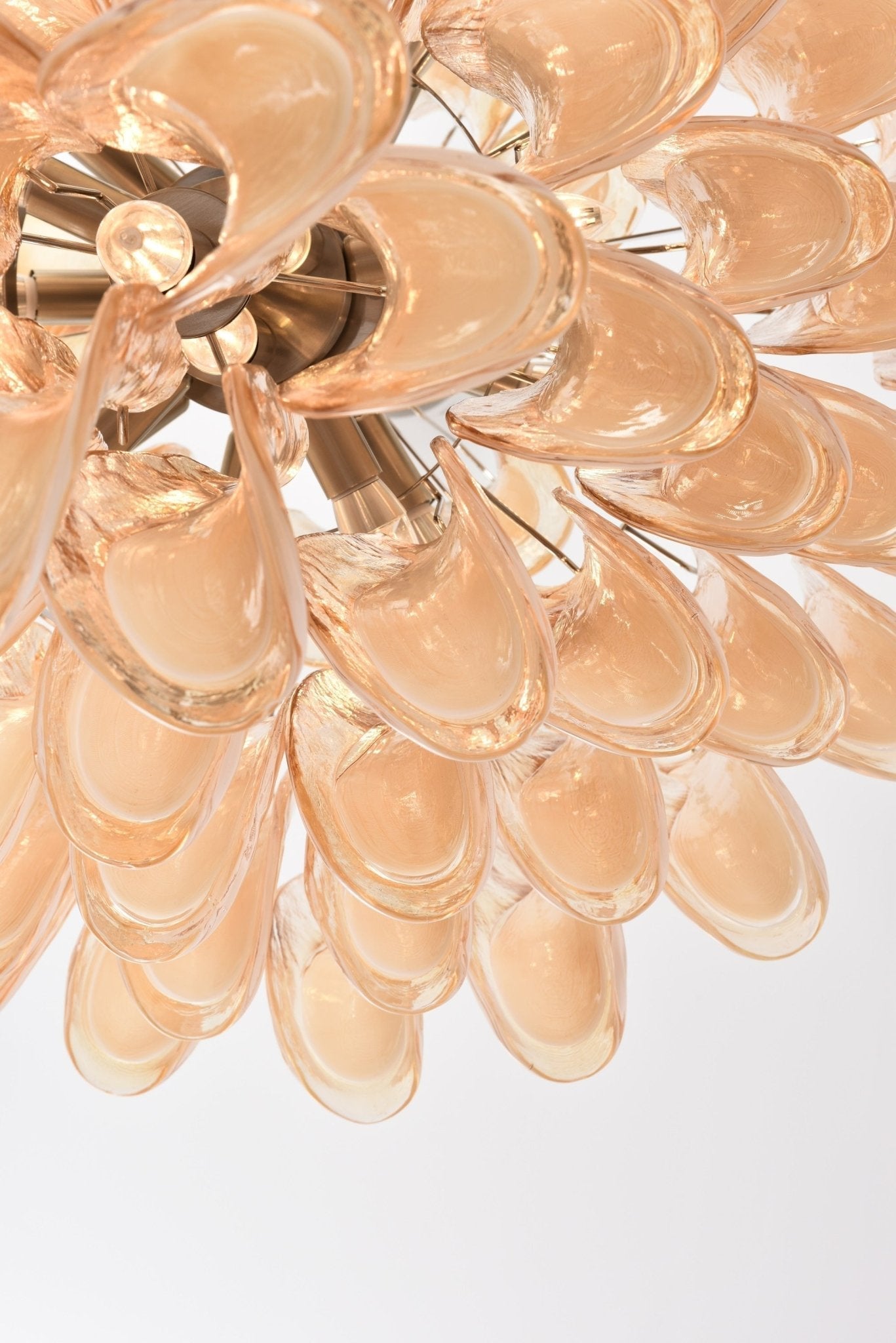 Aurora Chandelier Amber Murano Glass Petal Layered Luxury