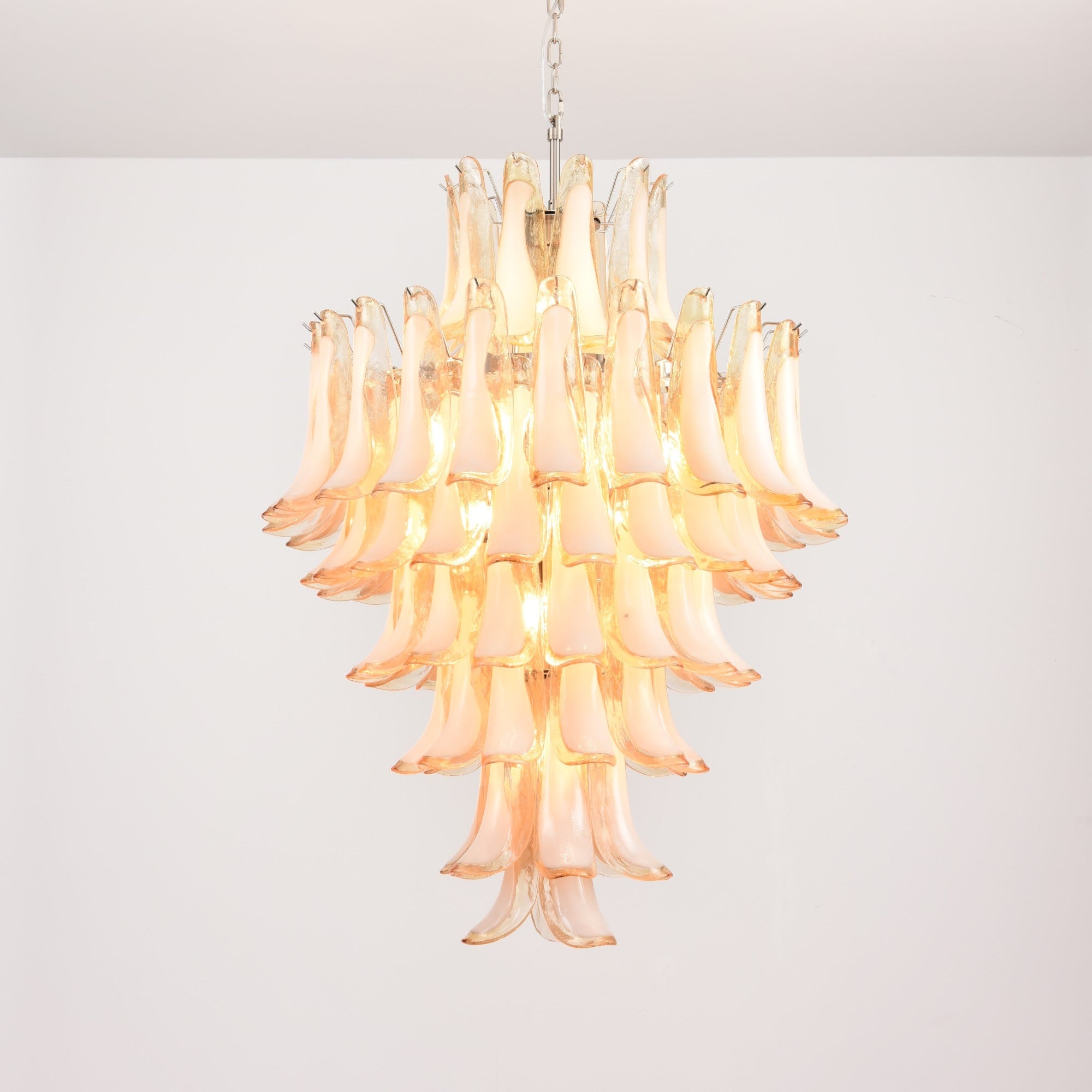 Aurora Chandelier Amber Murano Glass Petal Layered Luxury
