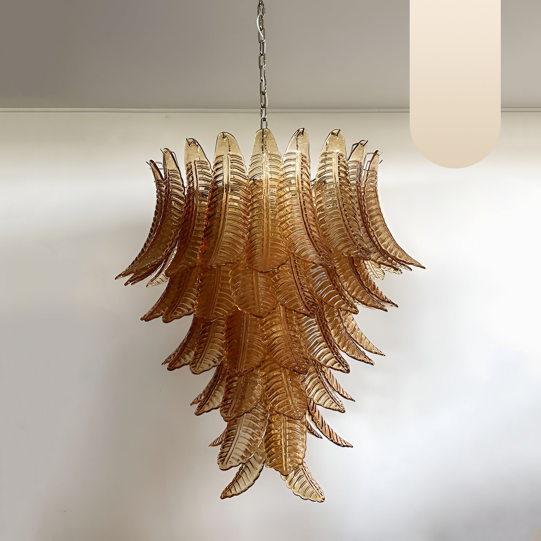 Aurora Chandelier Amber Murano Glass Leaves Layered