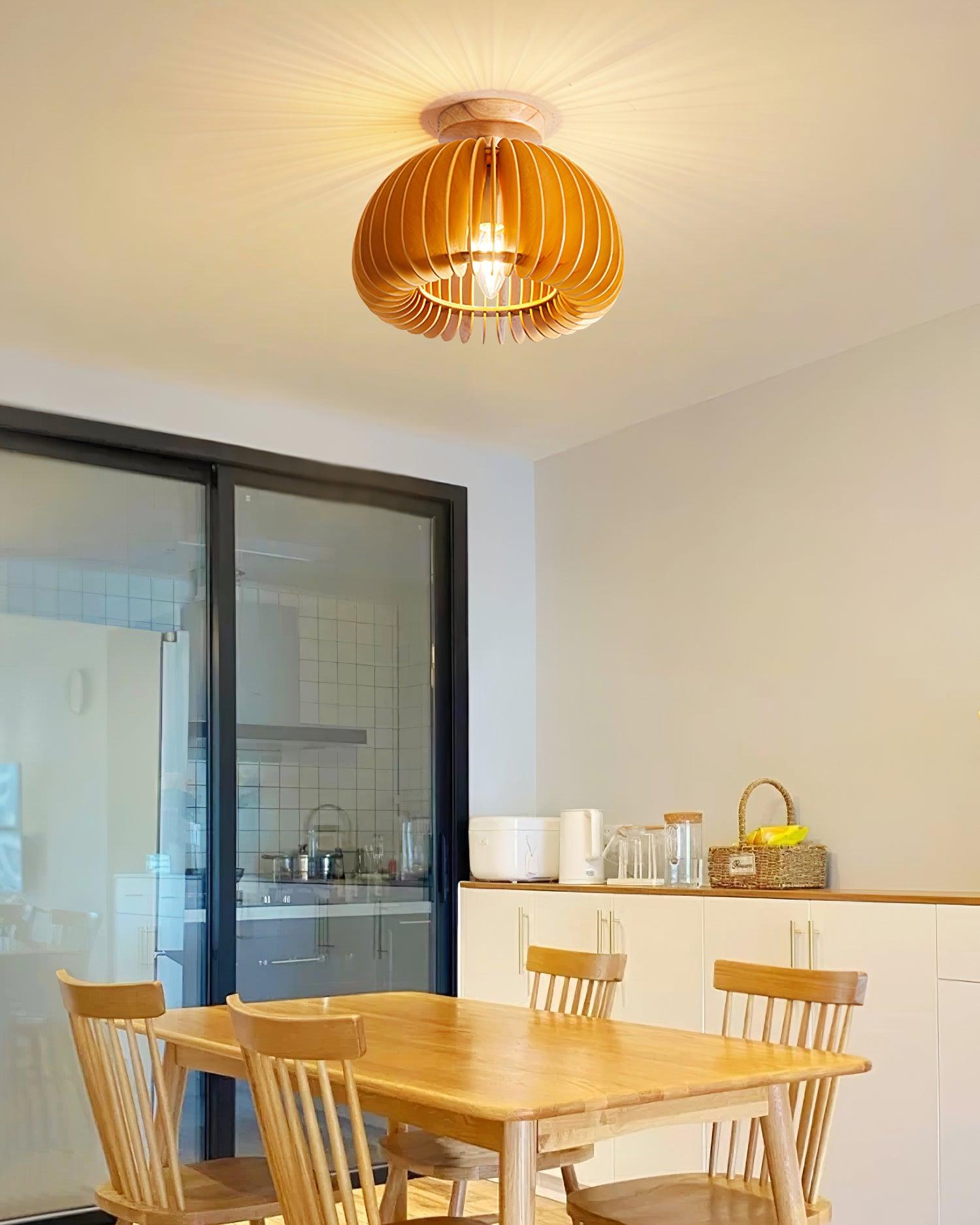 Ceiling Light Pumpkin with Basswood Canopy and Shade Natural - Neutralighting