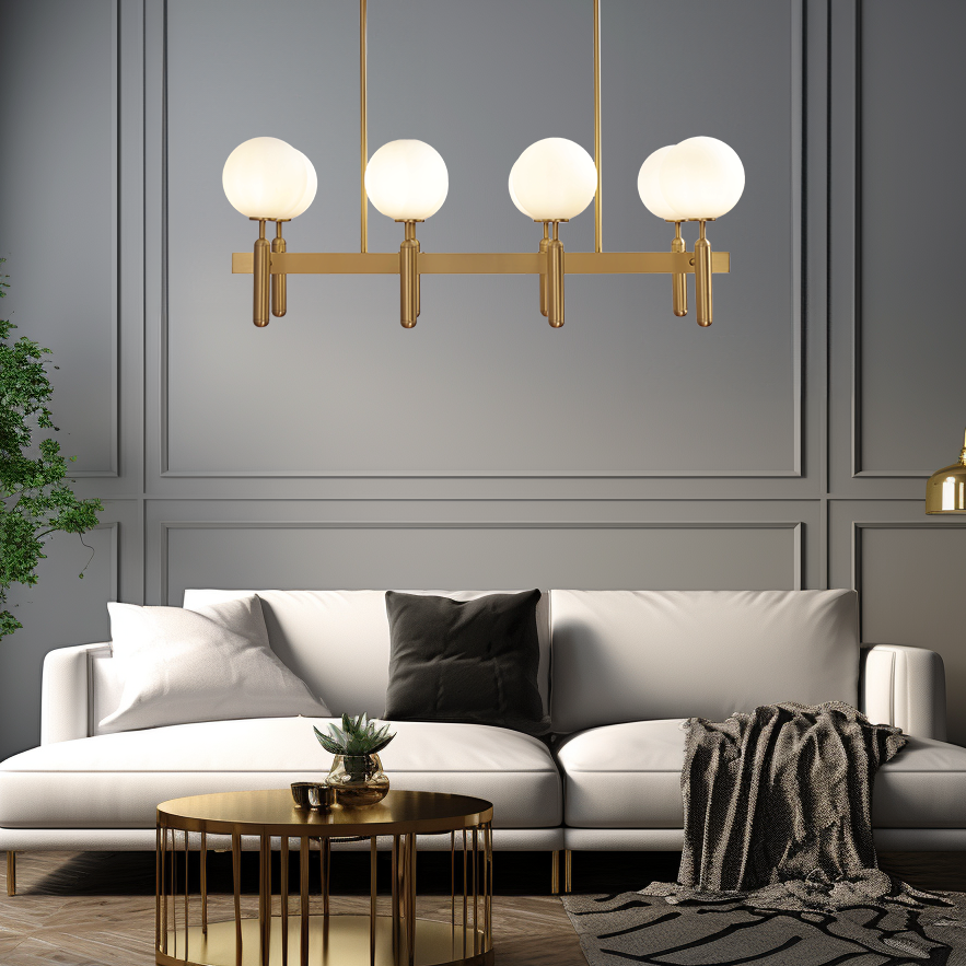 Kristy Design Ball Glass/Metal Pendant Light Gold White - Neutralighting