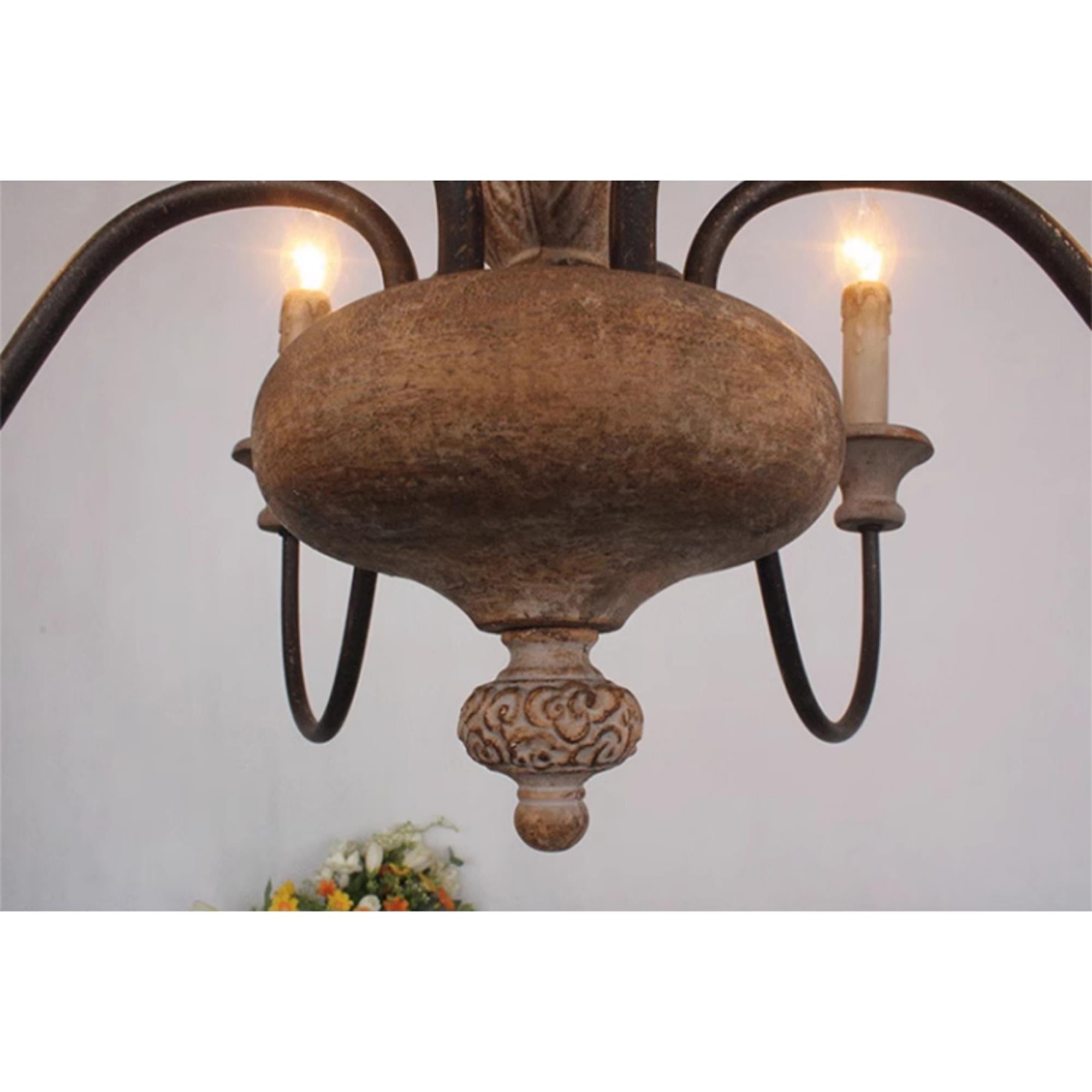 Ljomuvyi Traditional Farmhouse Metal Wood Chandelier - Neutralighting