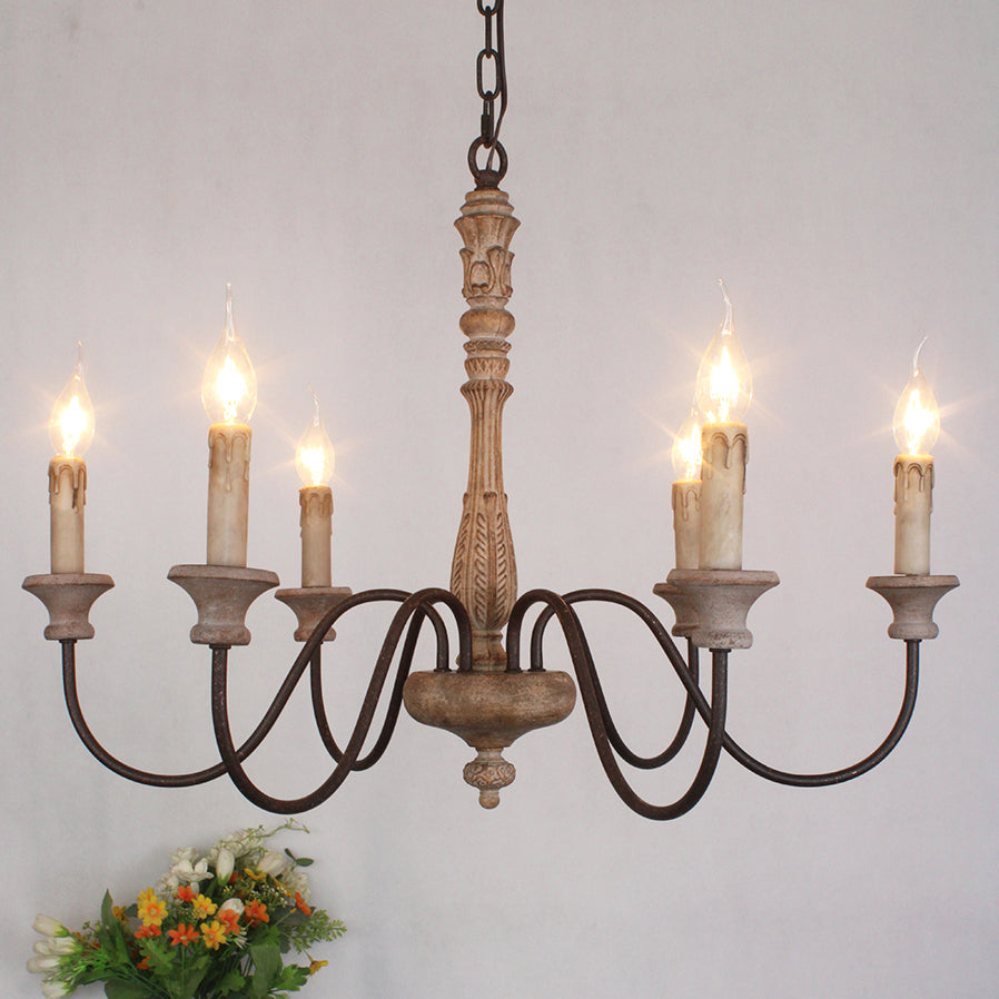 Ljomuvyi Traditional Farmhouse Metal Wood Chandelier - Neutralighting