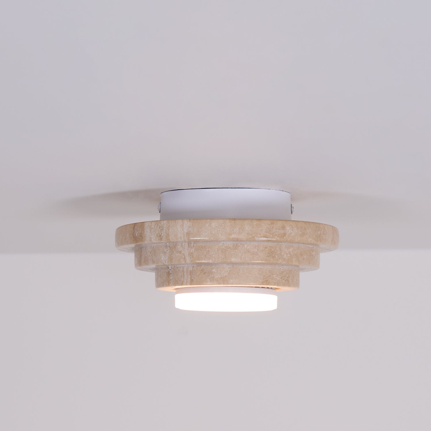 Zadoraris Tiered-Disc Travertine Ceiling Light - Neutralighting