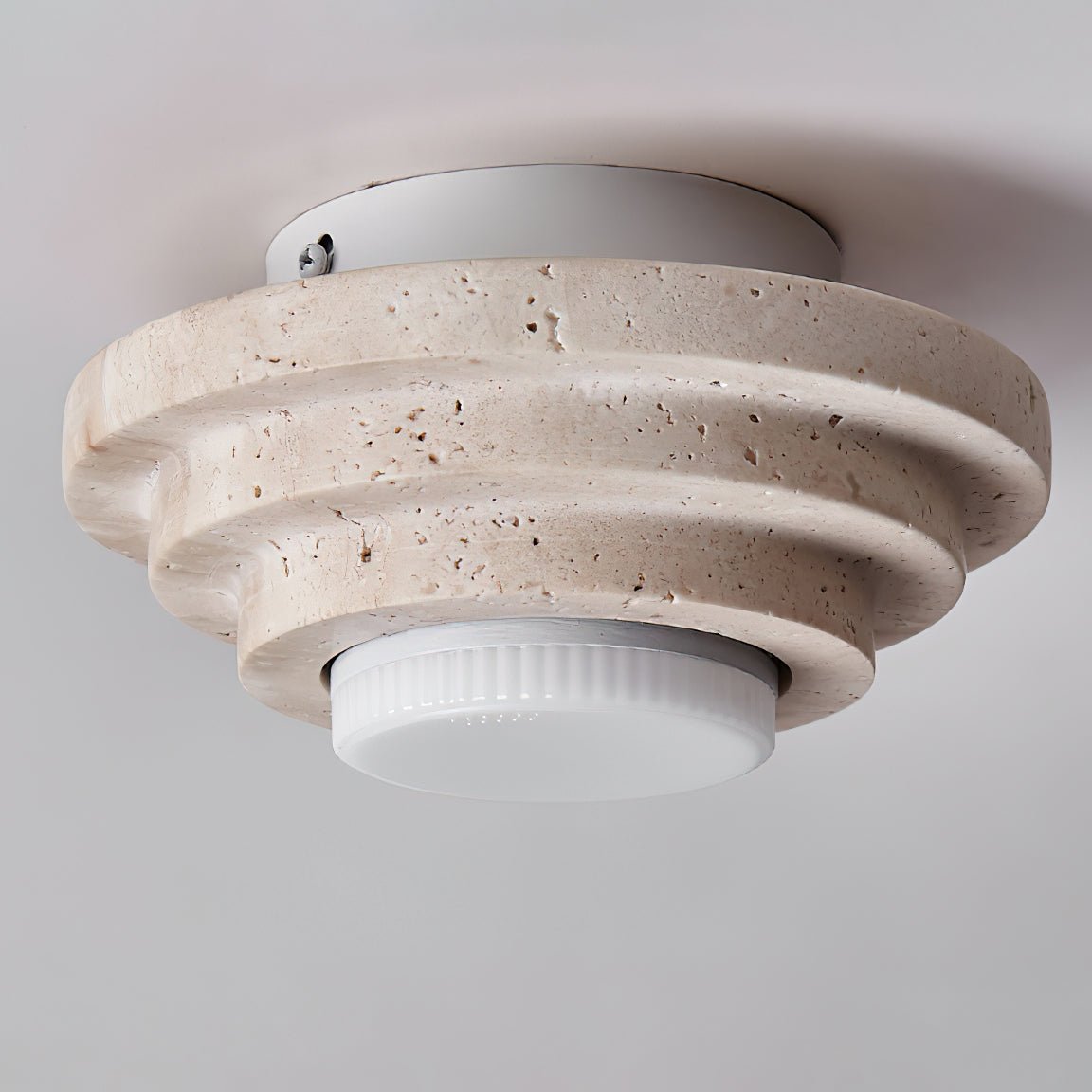 Zadoraris Tiered-Disc Travertine Ceiling Light - Neutralighting