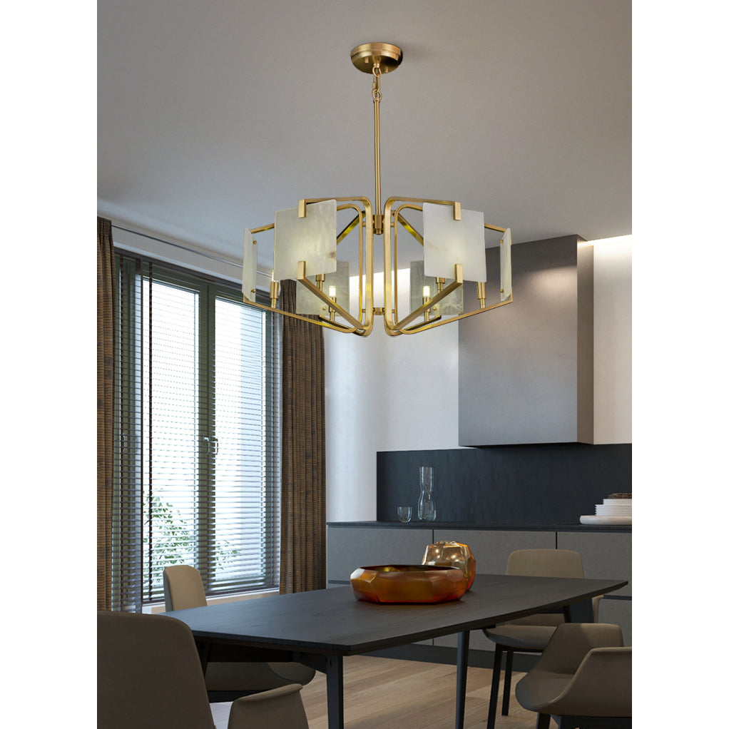 Plotuvys Postmodern Luxury Brass Alabaster Chandelier - Neutralighting