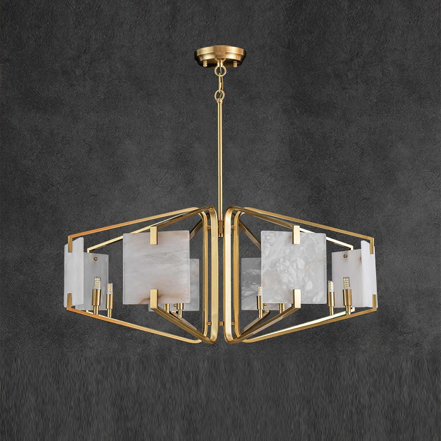 Plotuvys Postmodern Luxury Brass Alabaster Chandelier - Neutralighting