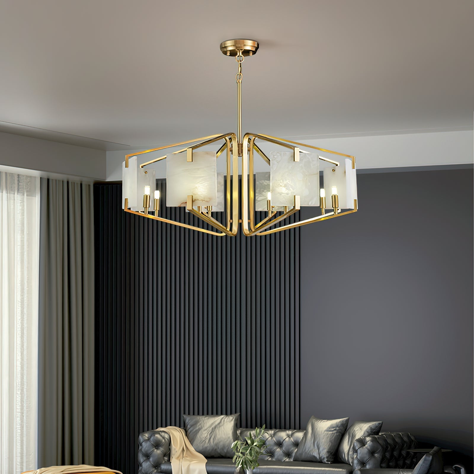 Plotuvys Postmodern Luxury Brass Alabaster Chandelier - Neutralighting