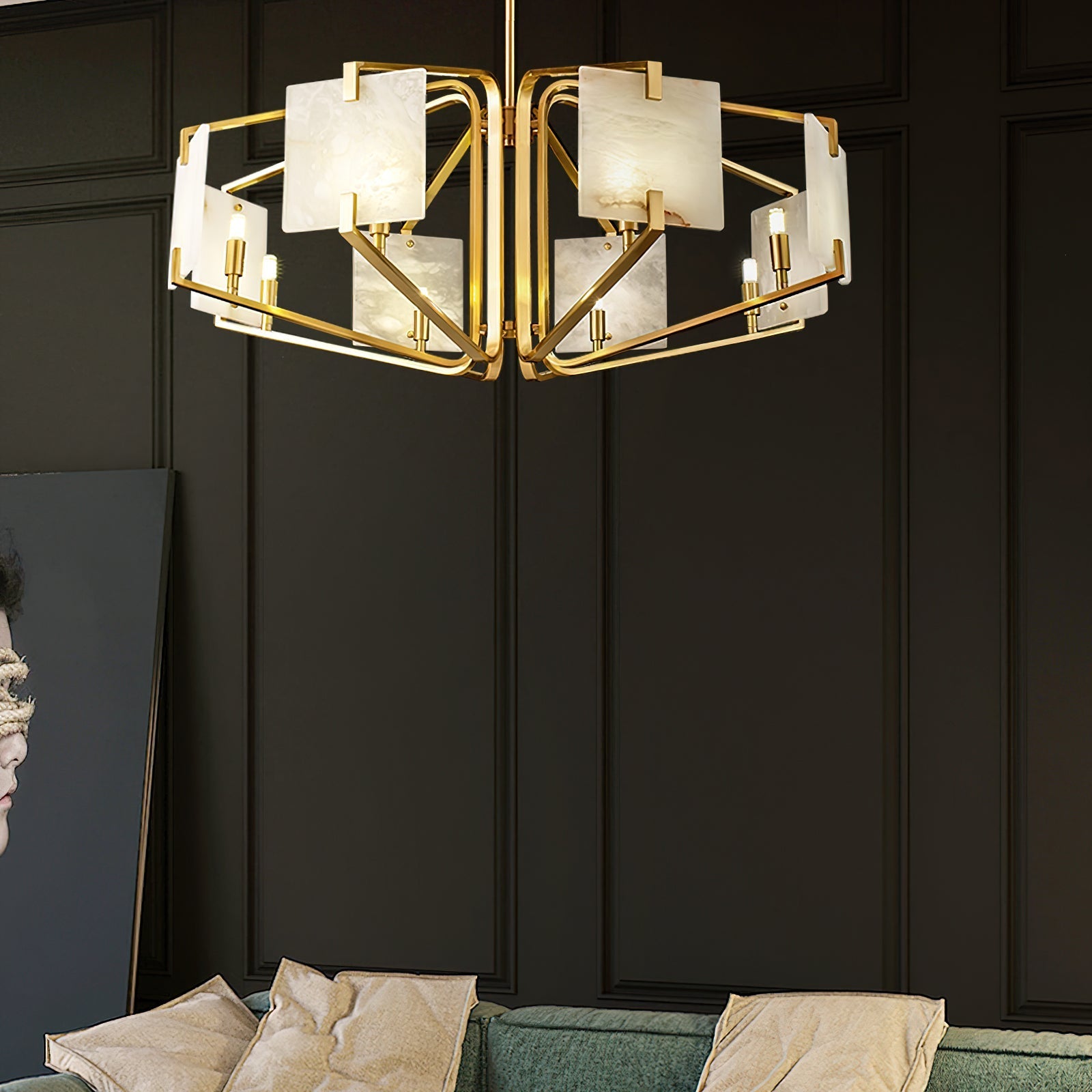 Plotuvys Postmodern Luxury Brass Alabaster Chandelier - Neutralighting
