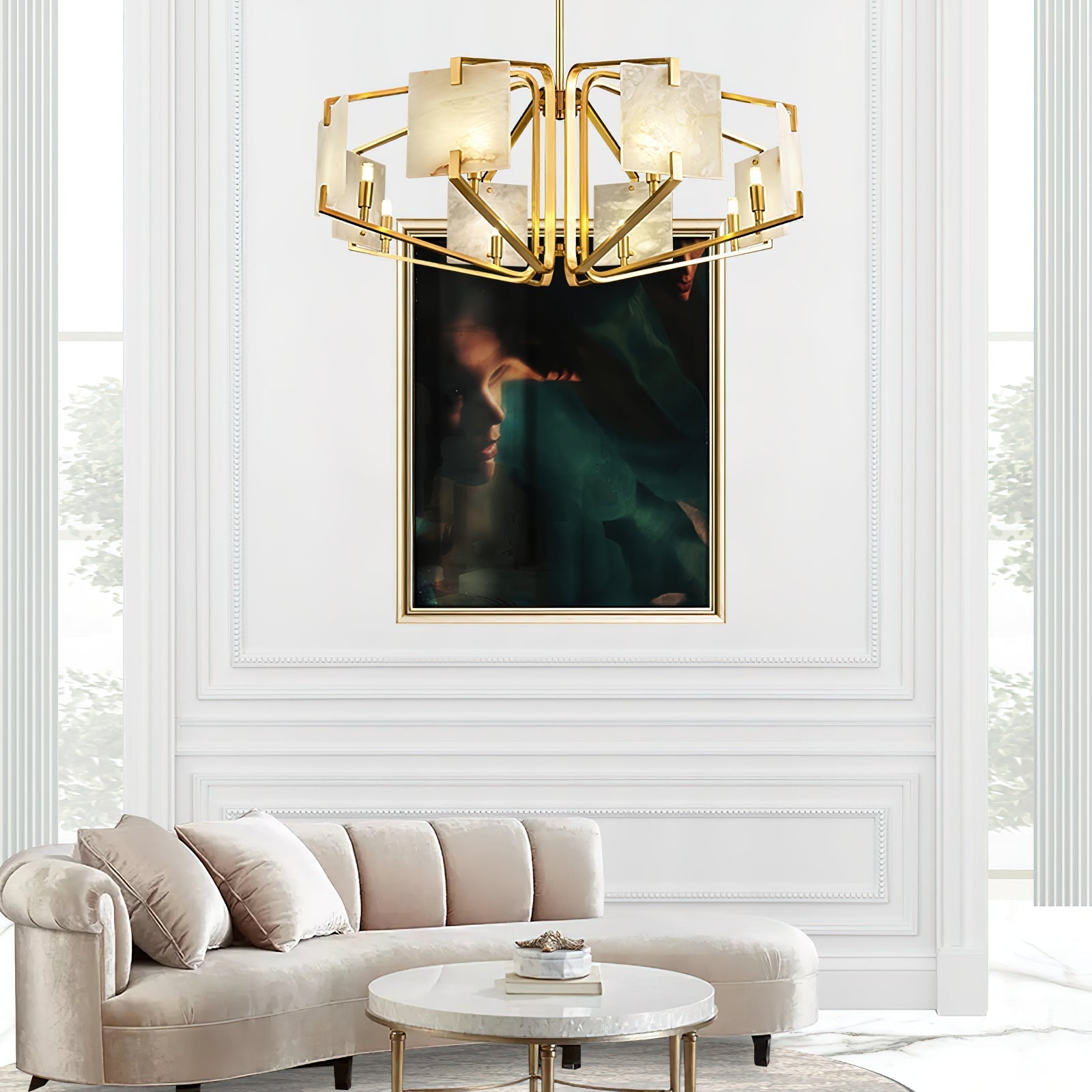 Plotuvys Postmodern Luxury Brass Alabaster Chandelier - Neutralighting