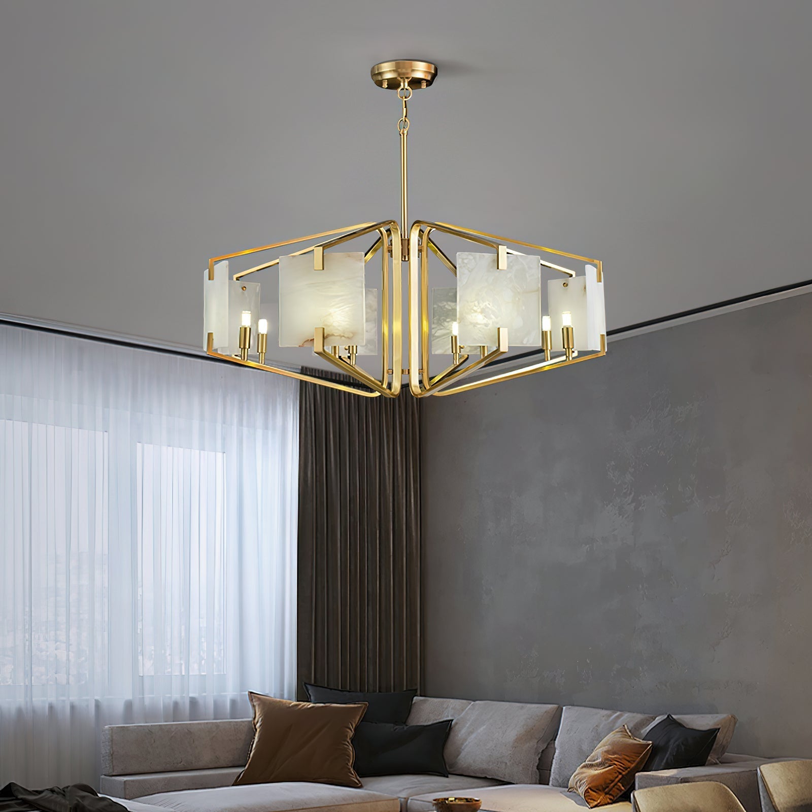 Plotuvys Postmodern Luxury Brass Alabaster Chandelier - Neutralighting