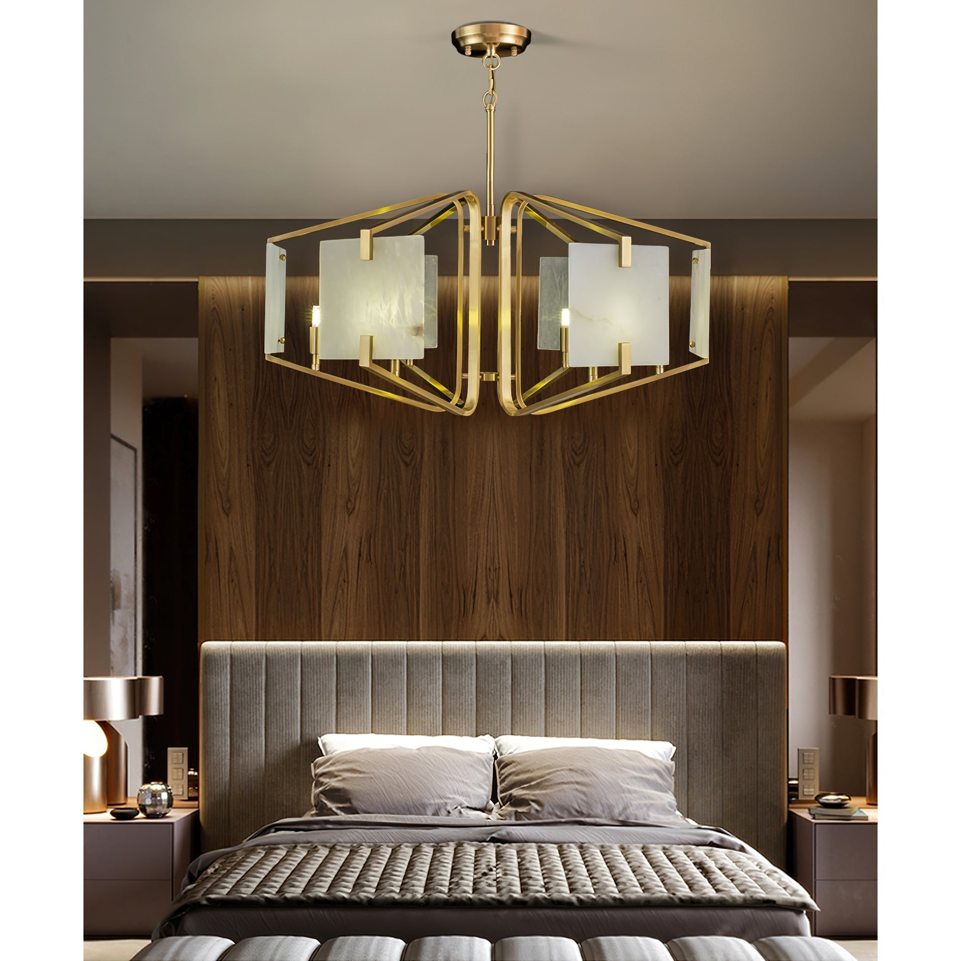 Plotuvys Postmodern Luxury Brass Alabaster Chandelier - Neutralighting