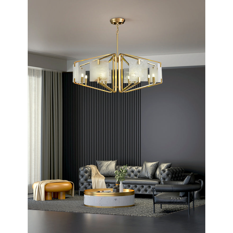 Plotuvys Postmodern Luxury Brass Alabaster Chandelier - Neutralighting
