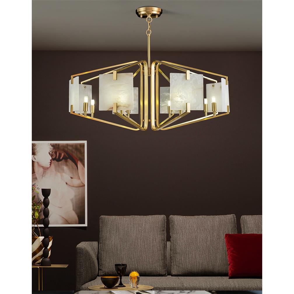 Plotuvys Postmodern Luxury Brass Alabaster Chandelier - Neutralighting