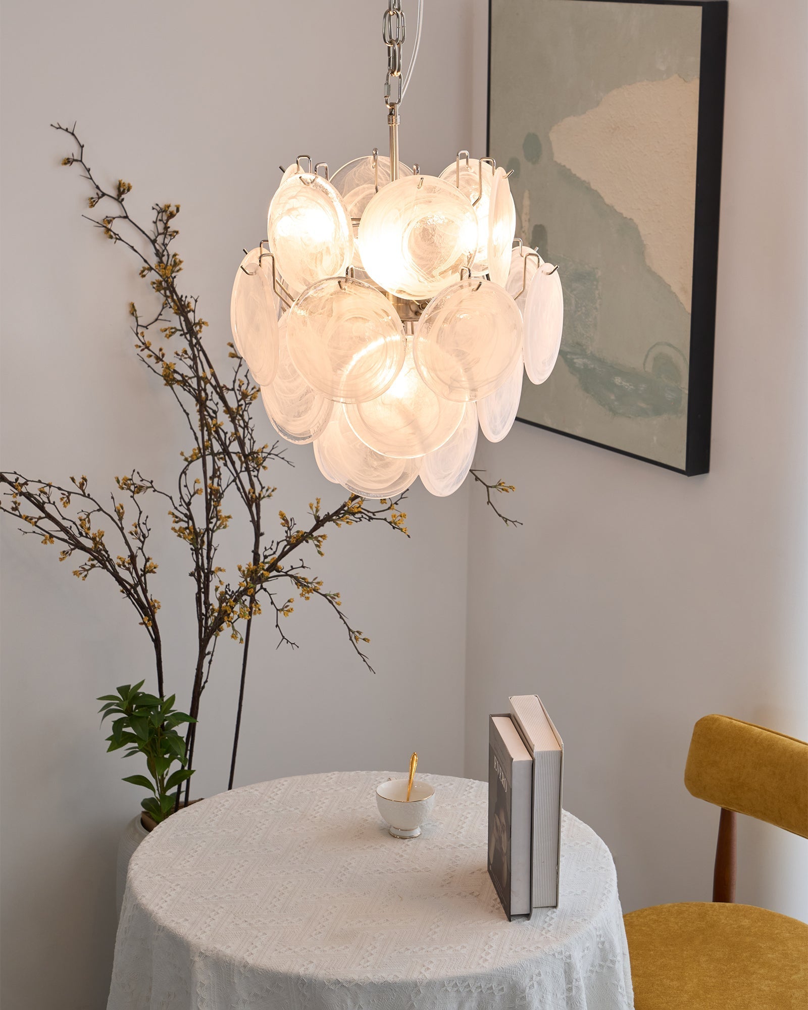 Aurora Chandelier Apricot Murano Glass Disc Layered Artistic