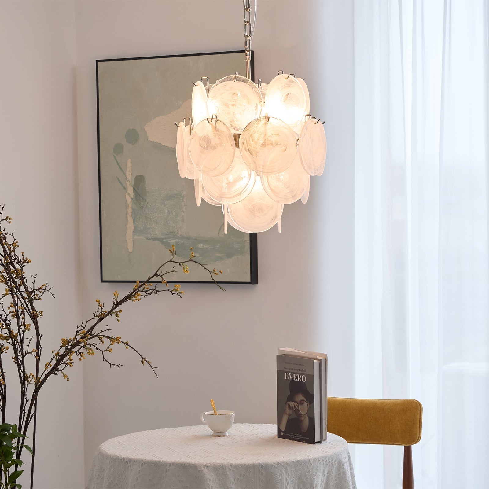 Aurora Chandelier Apricot Murano Glass Disc Layered Artistic