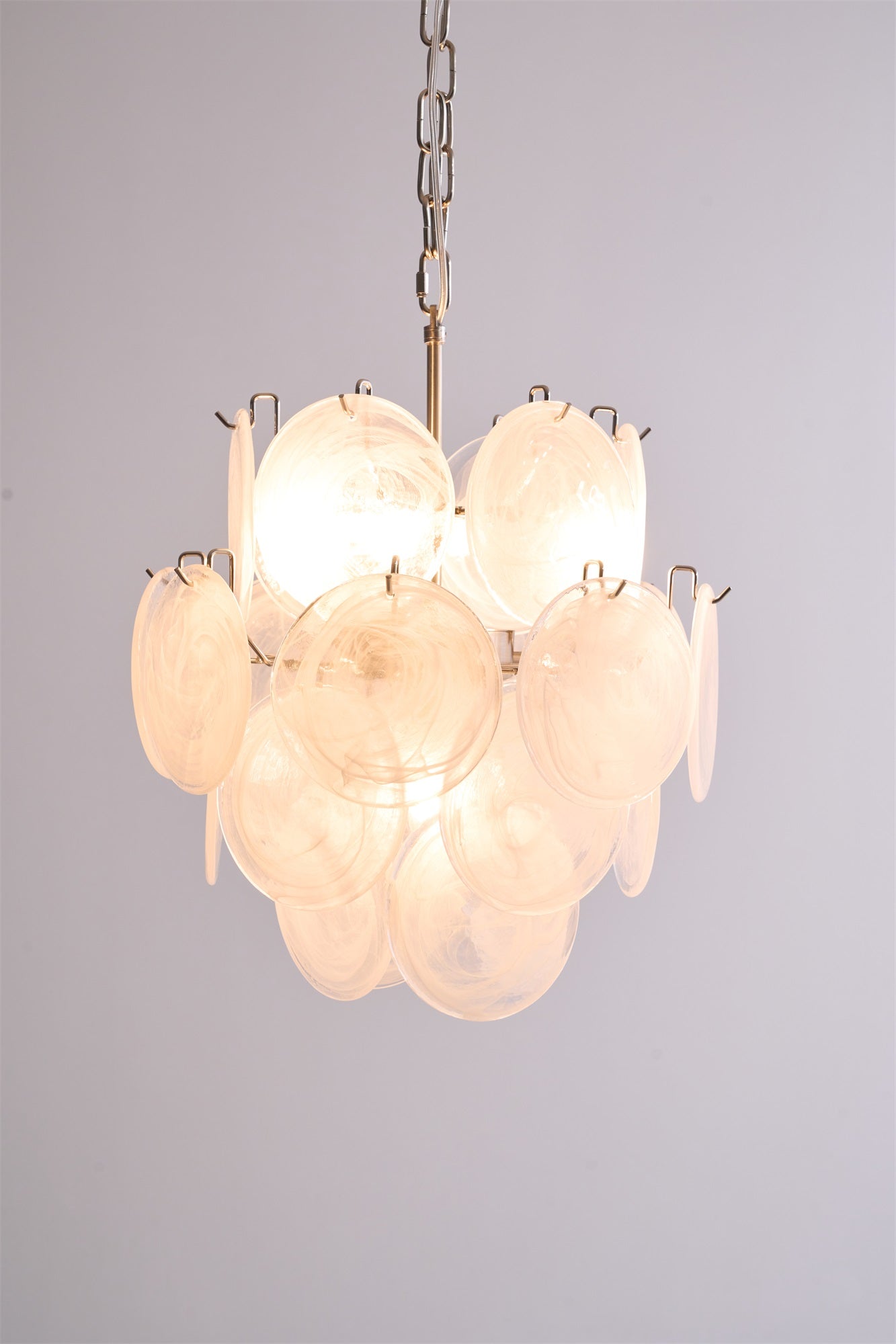 Aurora Chandelier Apricot Murano Glass Disc Layered Artistic
