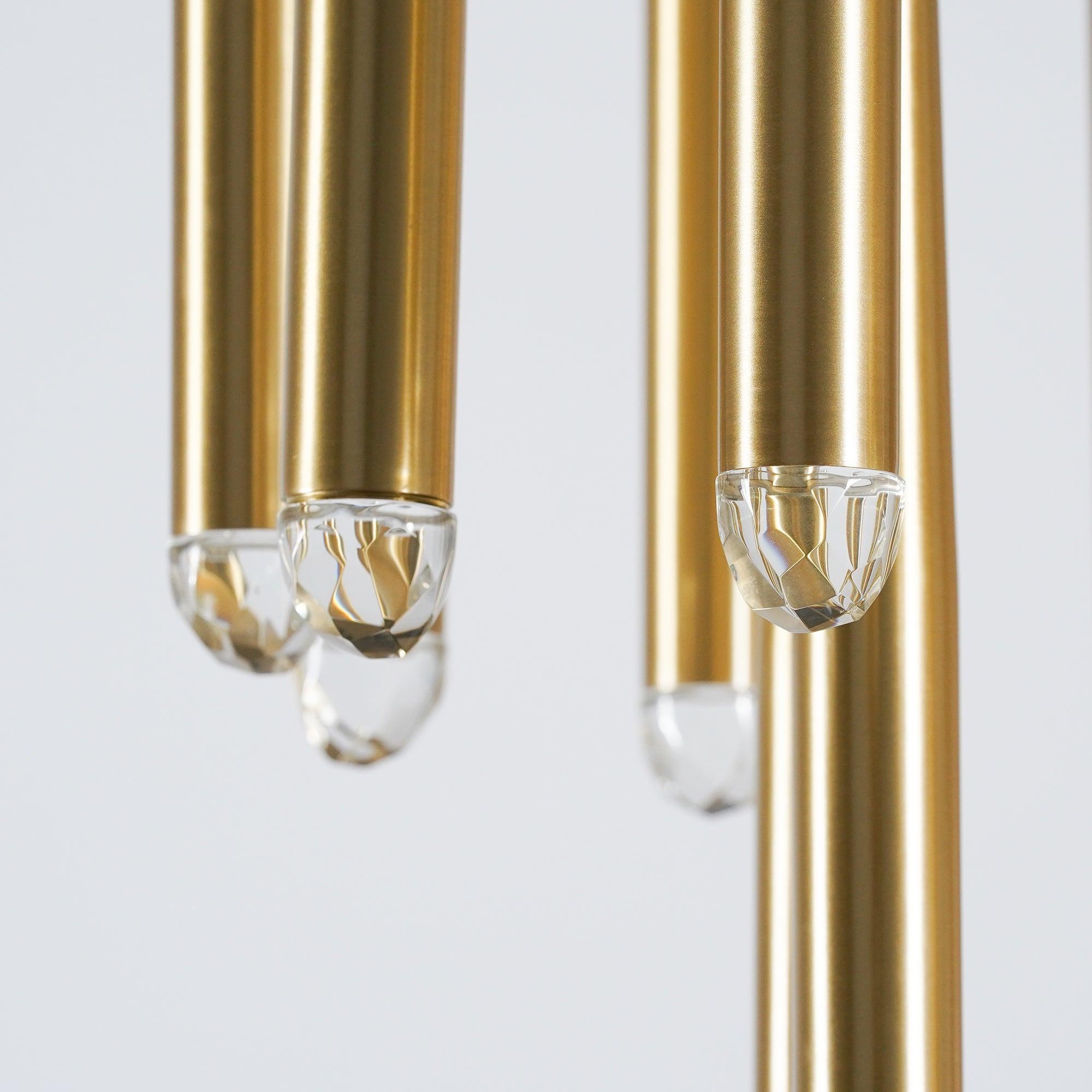 Chandelier with Polished Brass and Crystal Shades Minimalist - Neutralighting