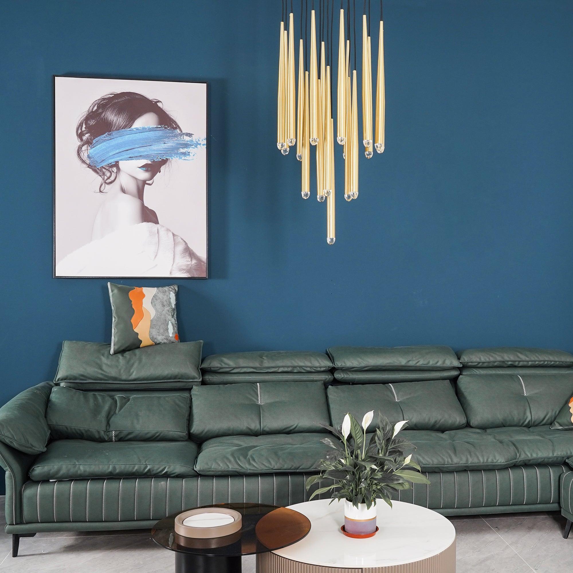 Chandelier Crystal Shade Brass Blackened Silver Luxe Staircase - Neutralighting