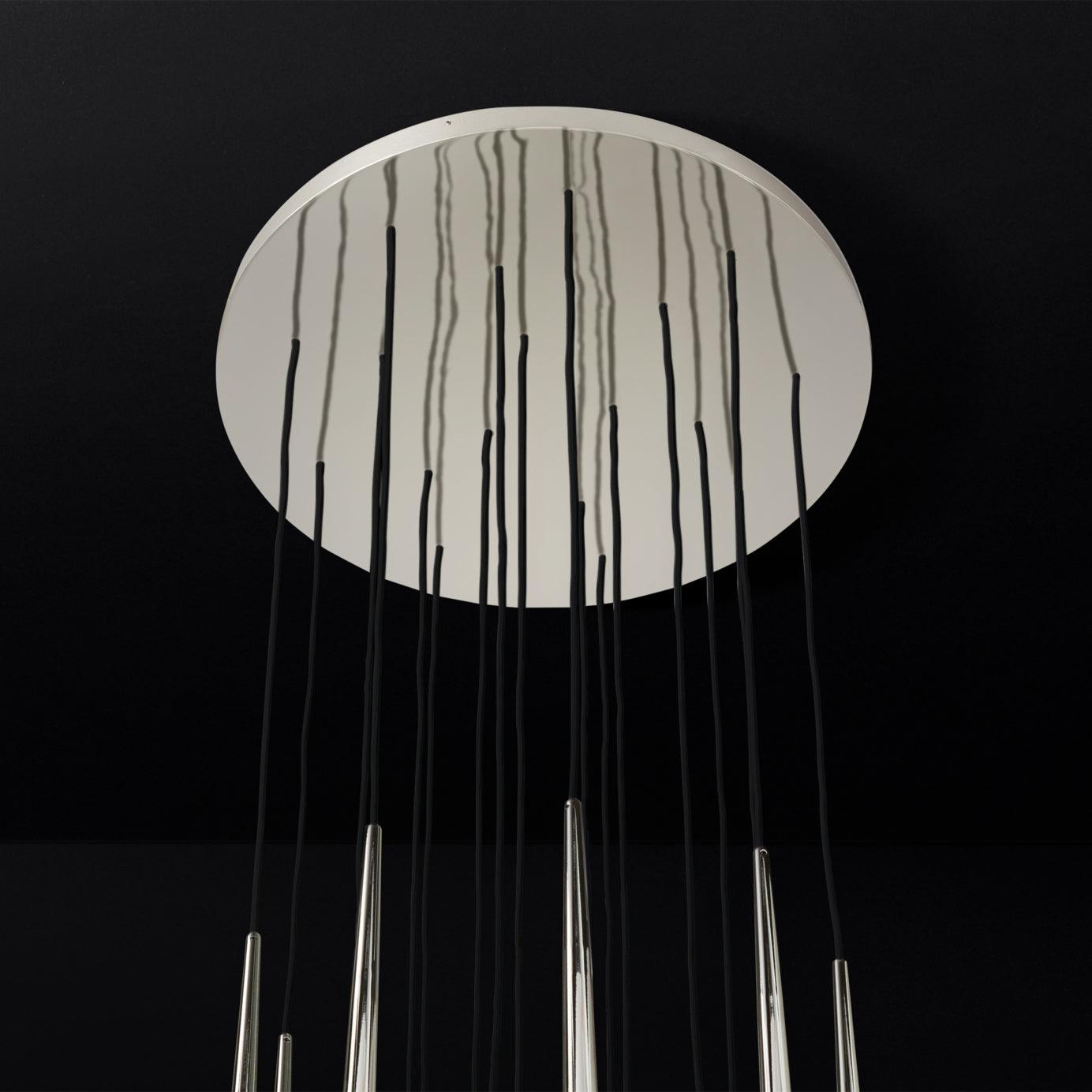 Chandelier Crystal Shade Brass Blackened Silver Luxe Staircase - Neutralighting
