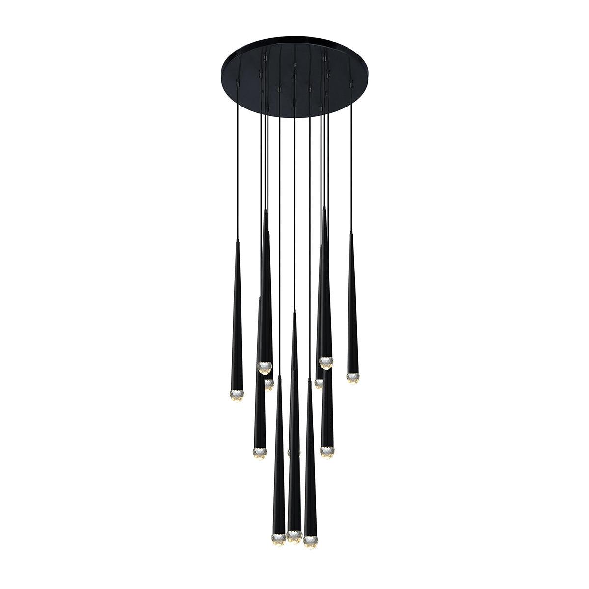 Chandelier Crystal Shade Brass Blackened Silver Luxe Staircase - Neutralighting