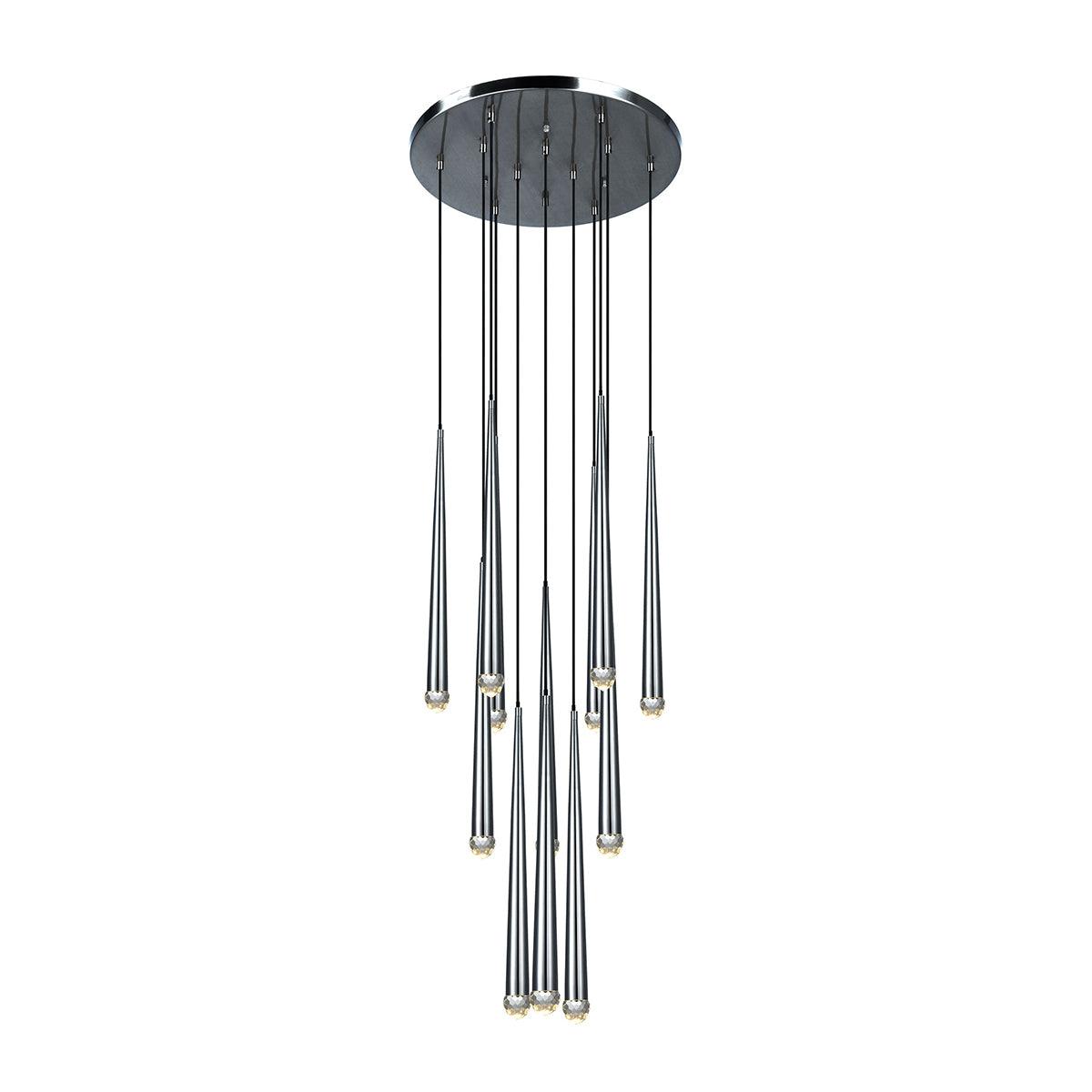 Chandelier Crystal Shade Brass Blackened Silver Luxe Staircase - Neutralighting