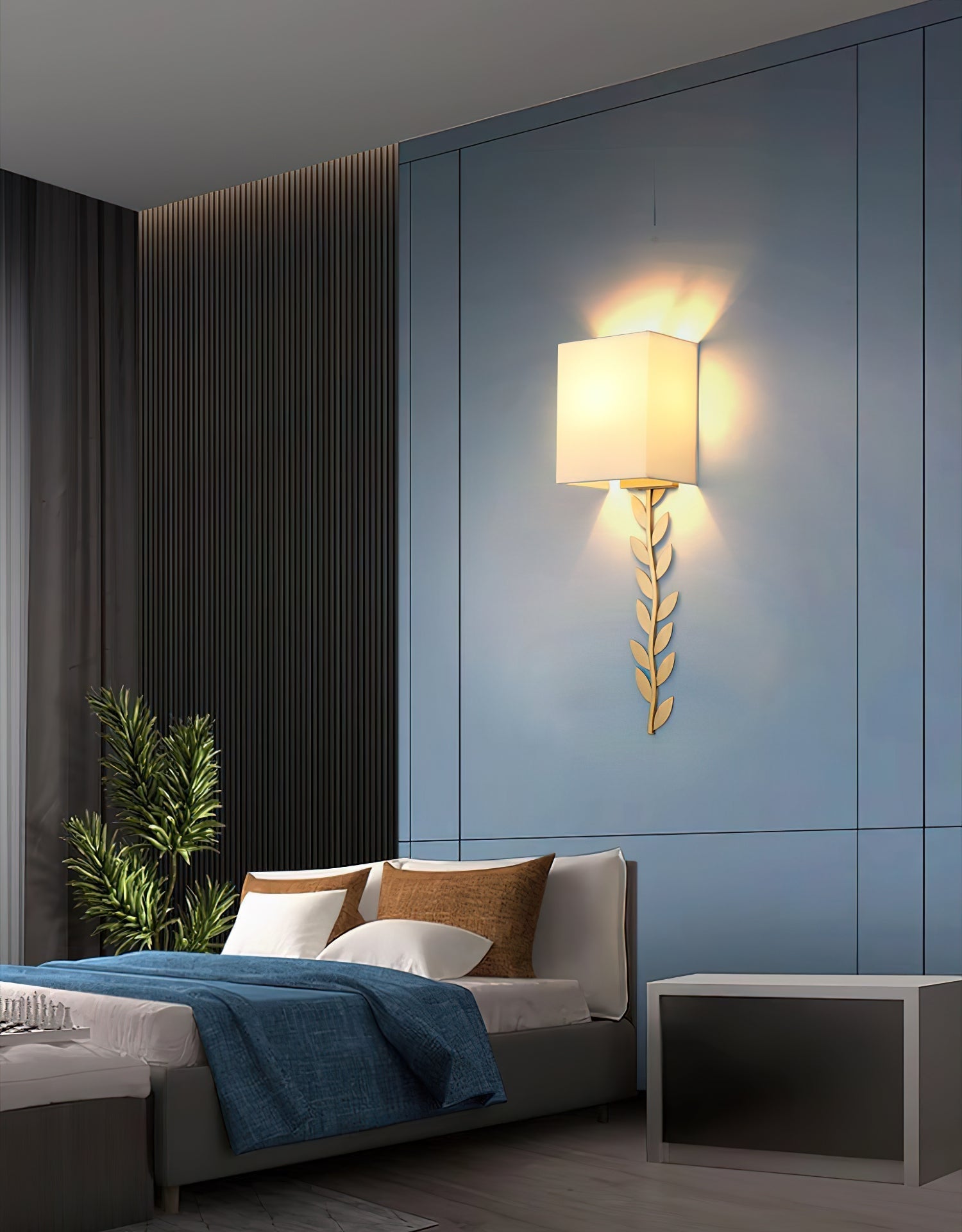 Plotuvyo Modern Minimalist Grove Brass Fabric Metal Wall Lamp - Neutralighting