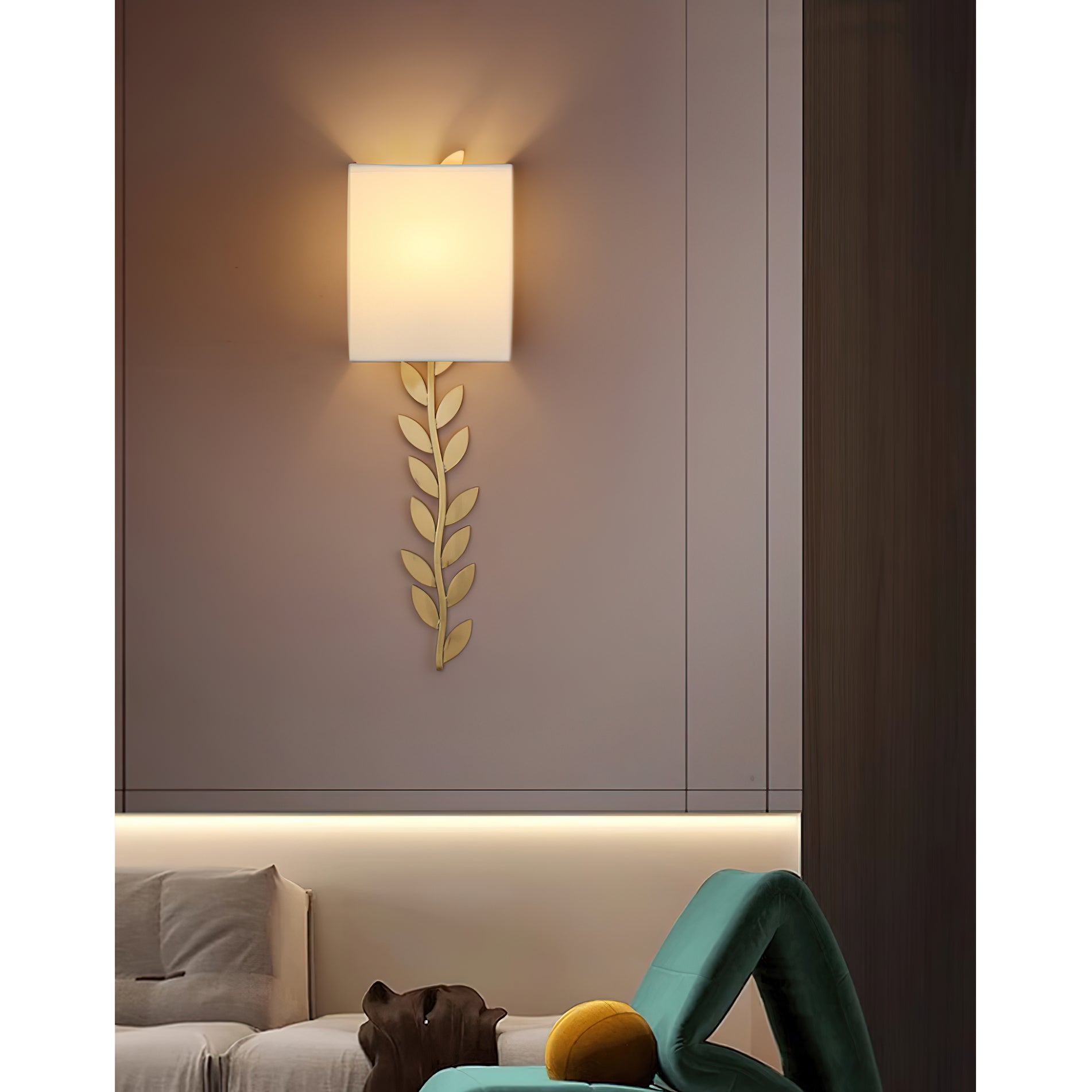 Plotuvyo Modern Minimalist Grove Brass Fabric Metal Wall Lamp - Neutralighting
