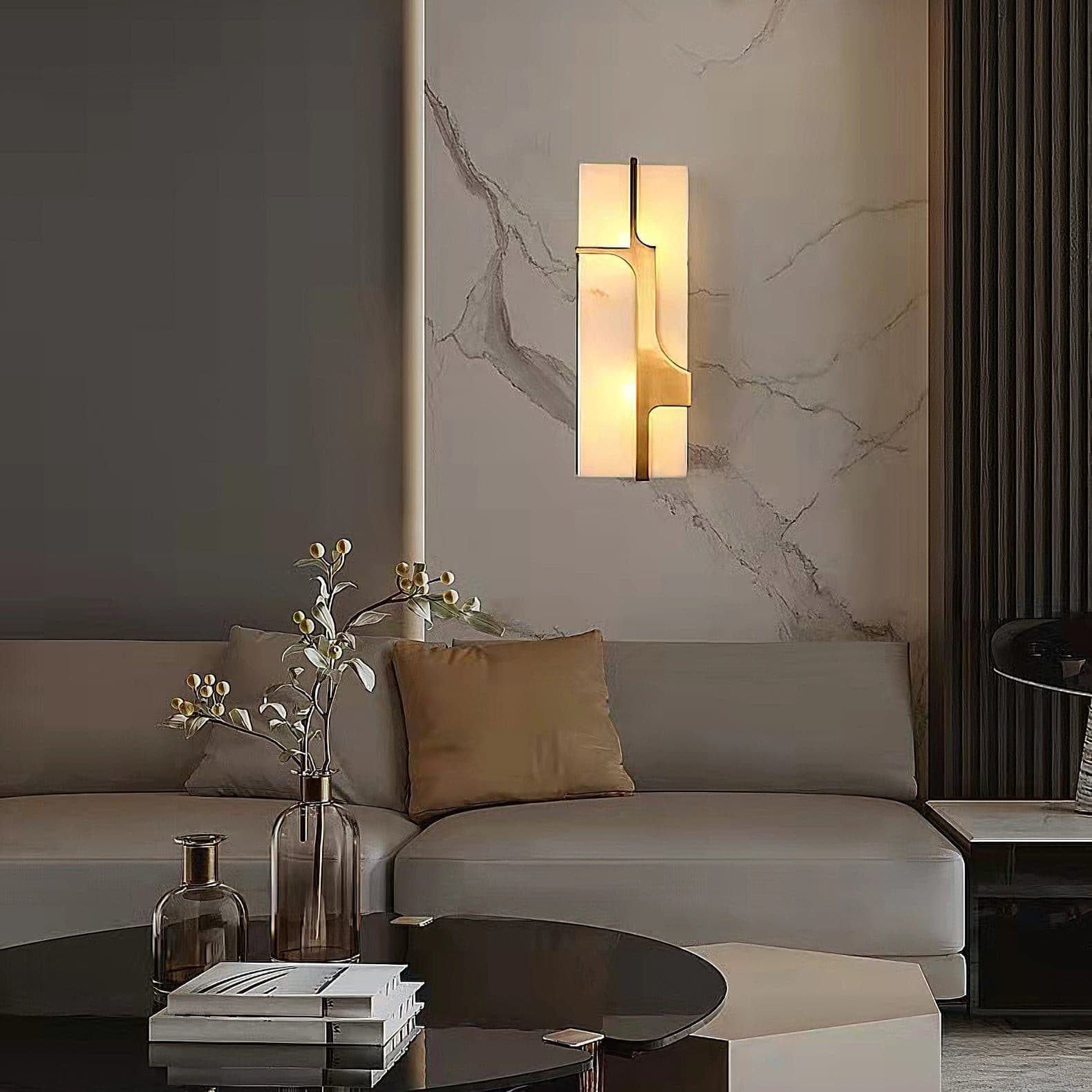 Ariel Wall Lamp Alabaster & Brass Elegance - Neutralighting