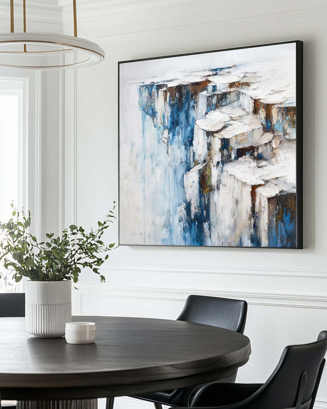 Textured Abstract Cliff Painting Bold Blue