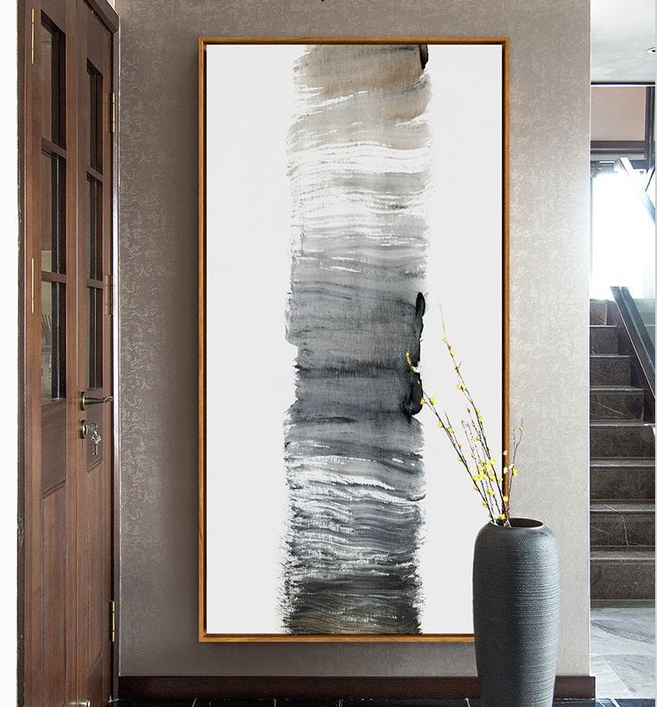Minimalist Black White Vertical Abstract Wall Art