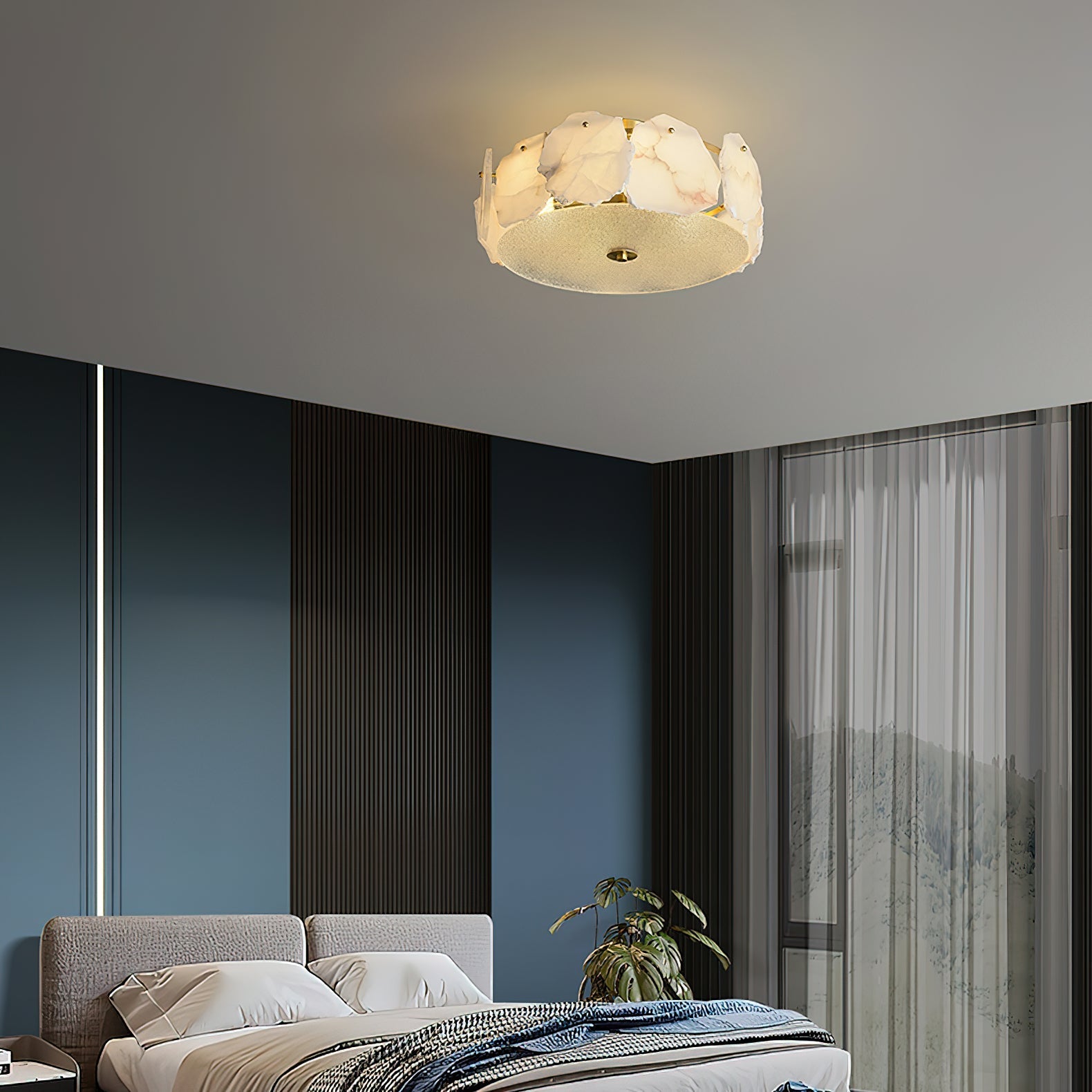 Zoruvys Sophisticated Disc Flat Alabaster Glass Ceiling Light - Neutralighting