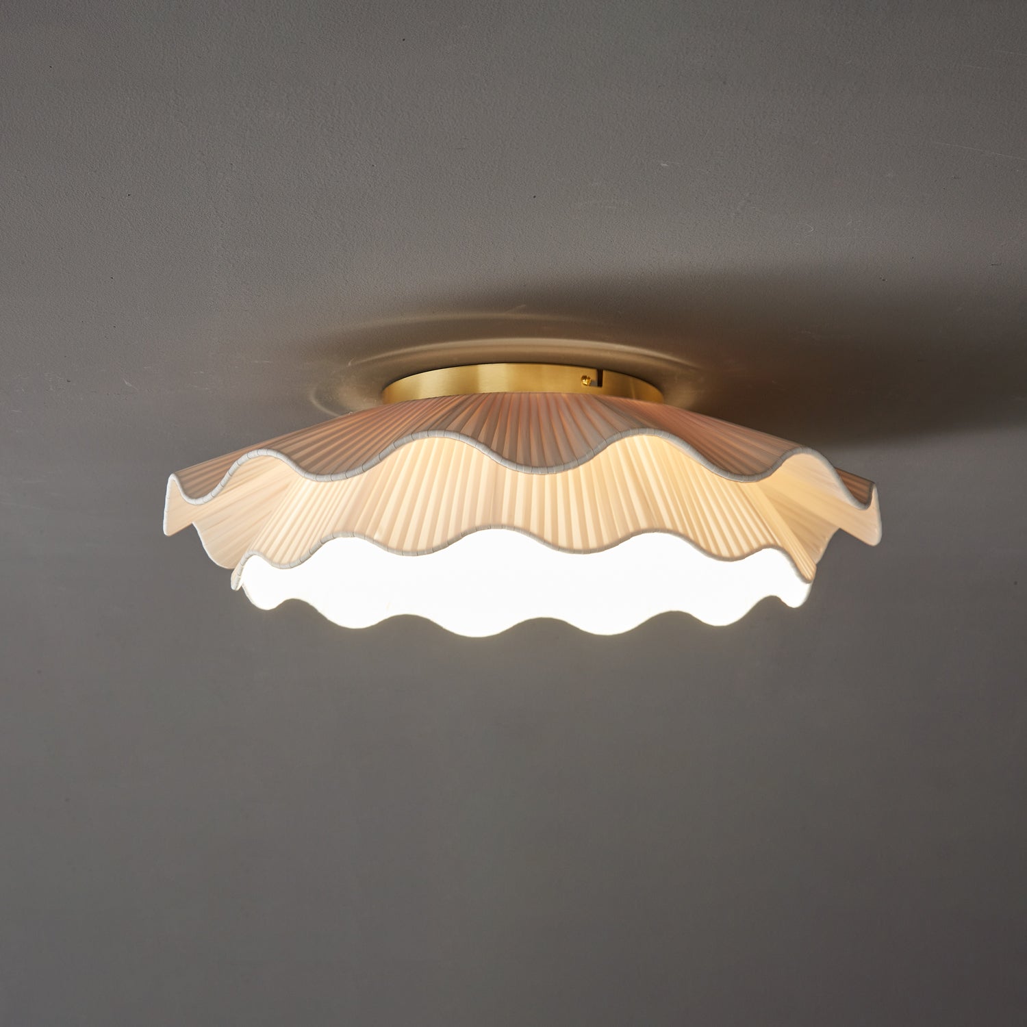Tirah Fabric Wave Ceiling Light Brass - Neutralighting