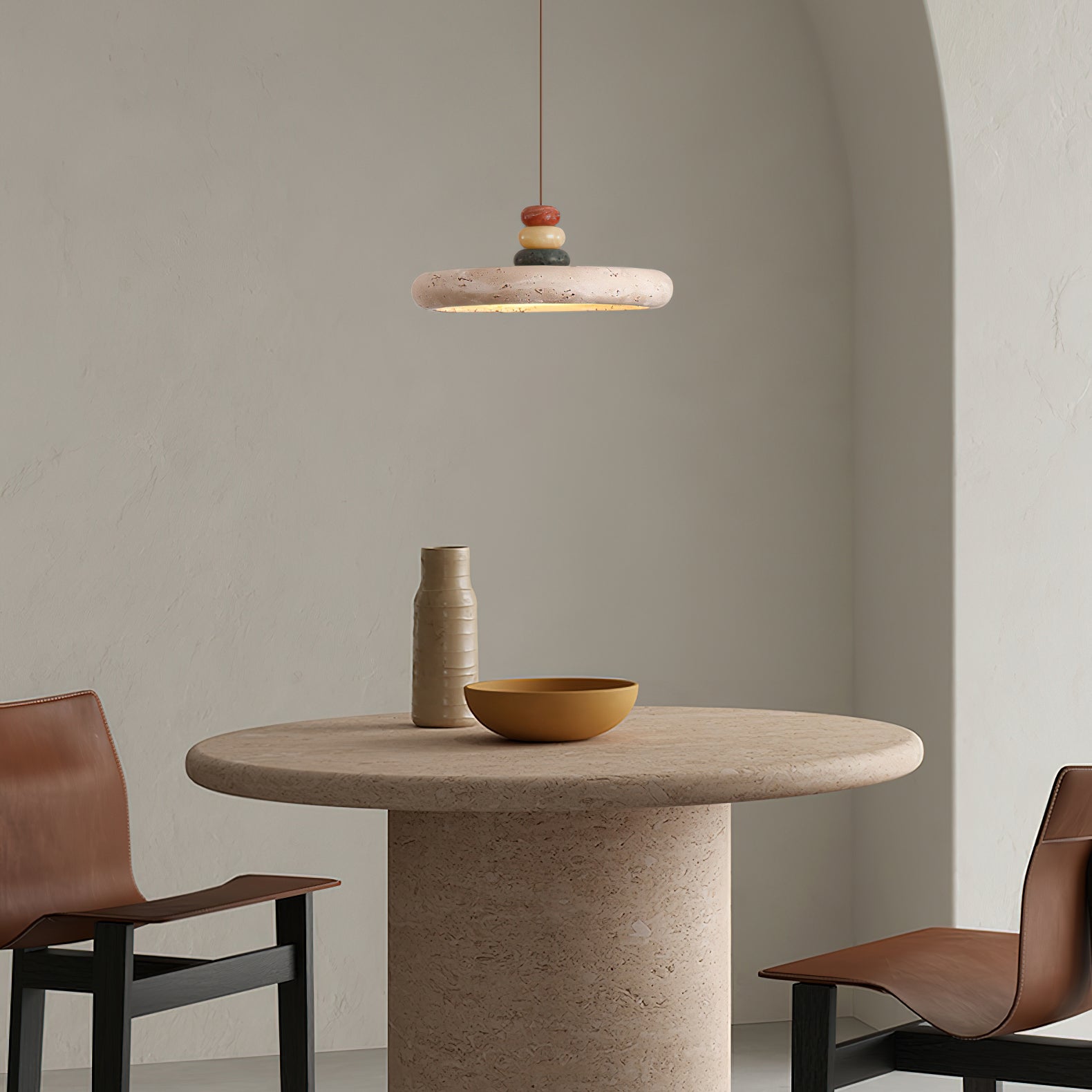 Tinon Pendant Lamp Yellow travertine Marble - Neutralighting