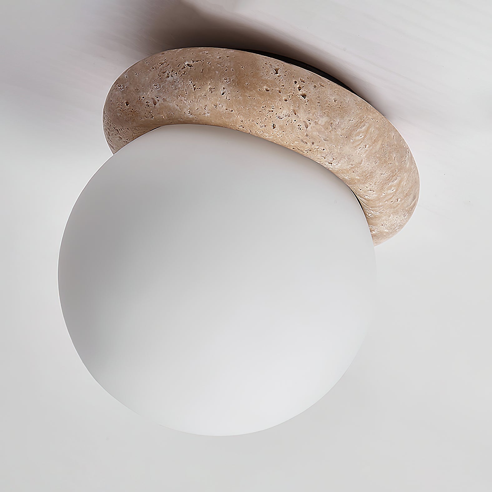 Colaeiel Disc-Globe Travertine Ceiling Light - Neutralighting