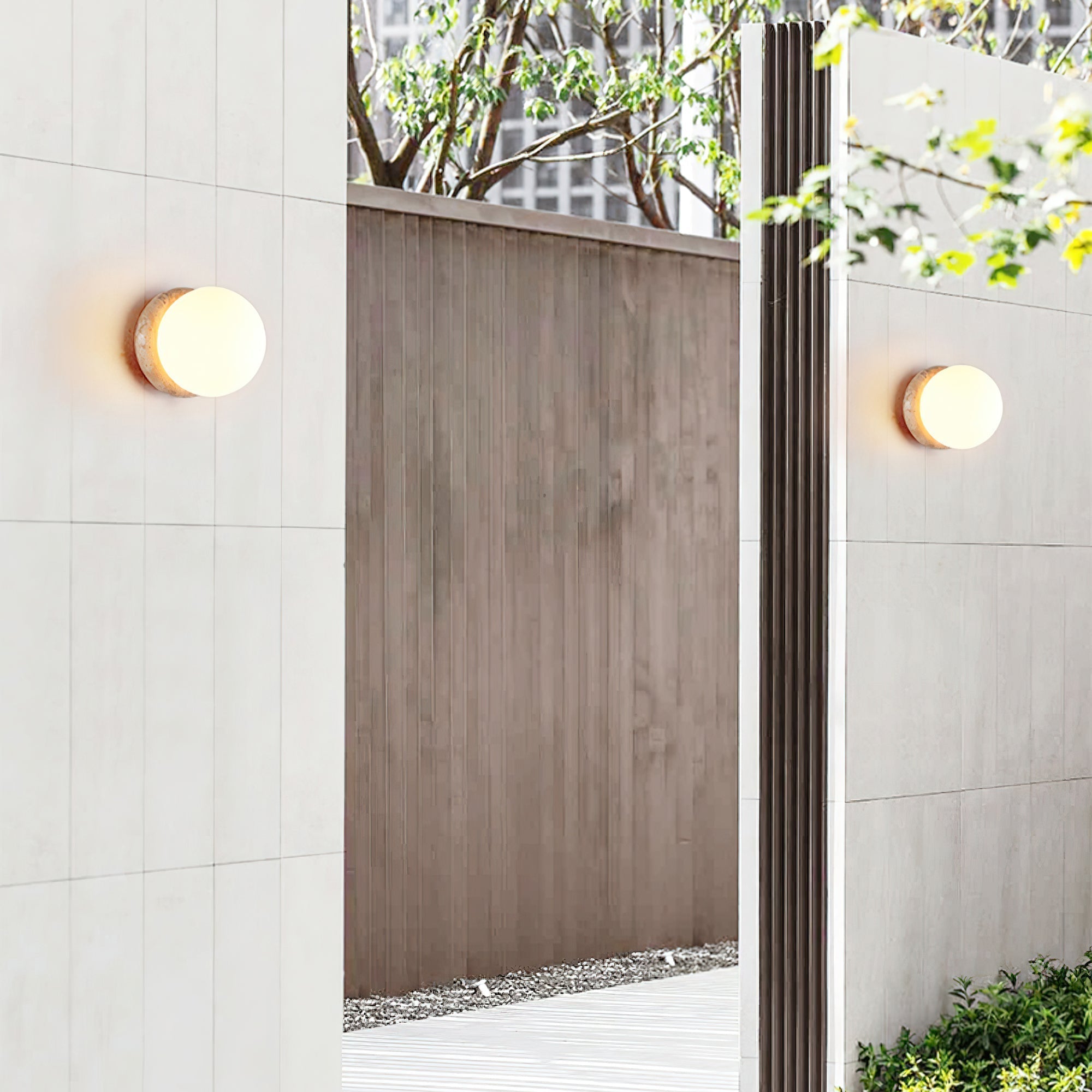 Caliror Round-Plate Travertine Wall Light - Neutralighting
