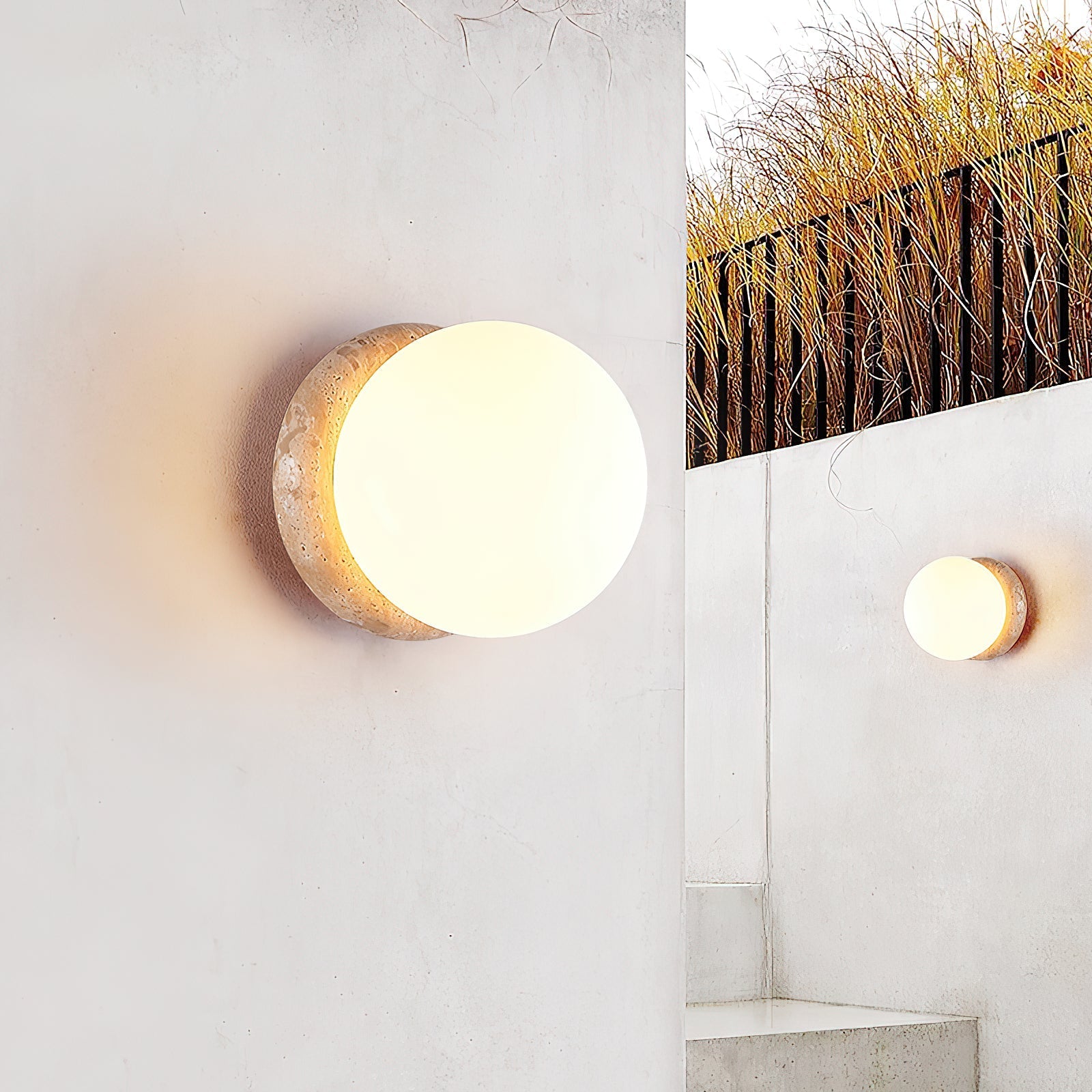 Blikuvys Modern Minimalist Travertine Glass Wall Lamp - Neutralighting