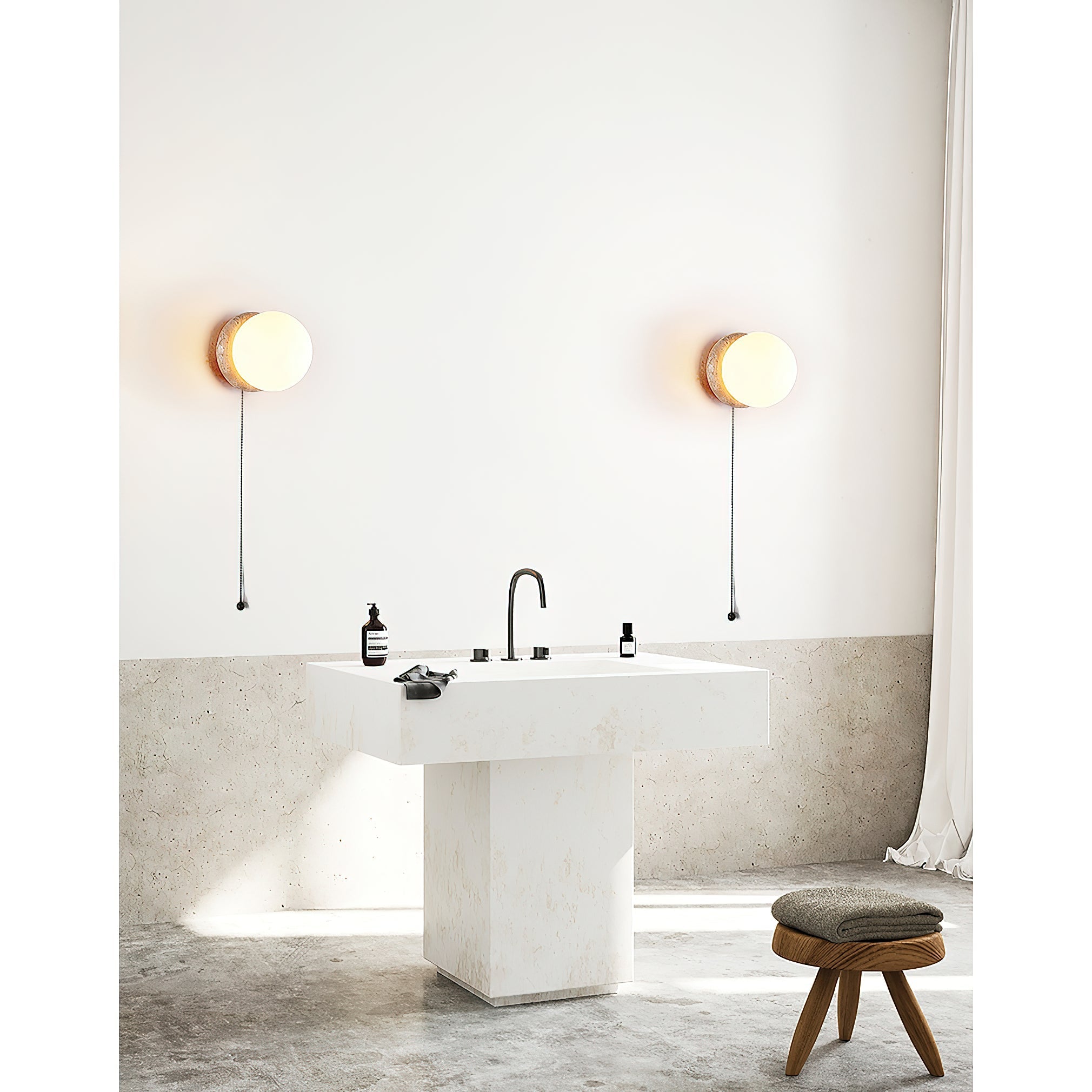 Blikuvys Modern Minimalist Travertine Glass Wall Lamp - Neutralighting