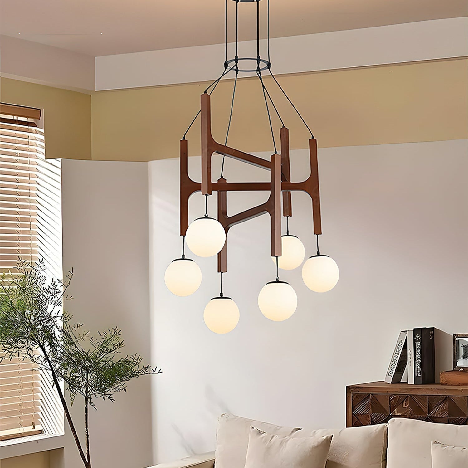 Terra Chandelier Geometric Wood - Neutralighting