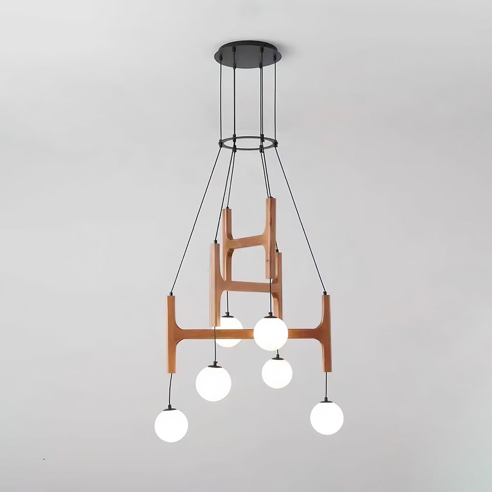 Terra Chandelier Geometric Wood - Neutralighting
