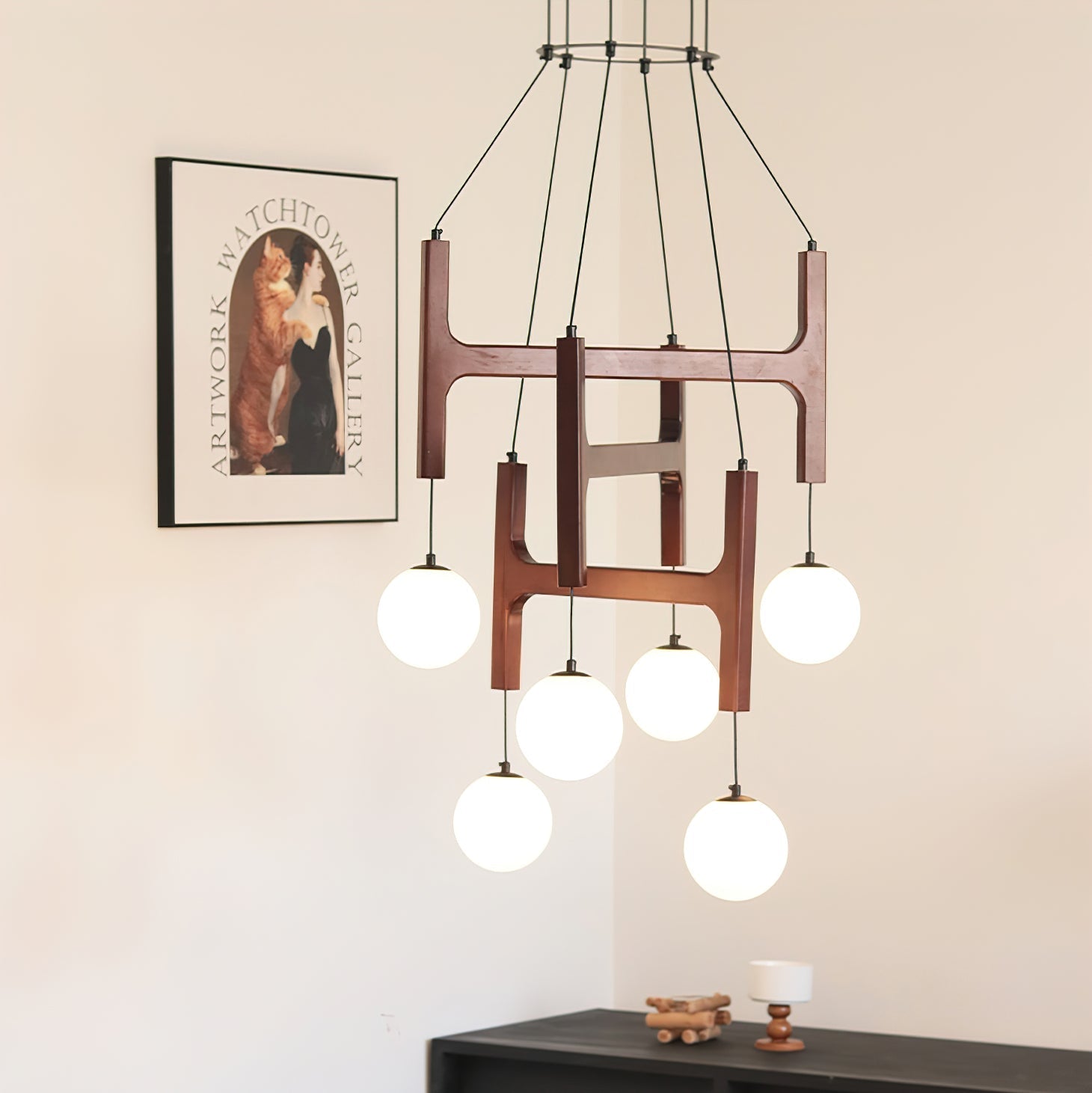 Terra Chandelier Geometric Wood - Neutralighting