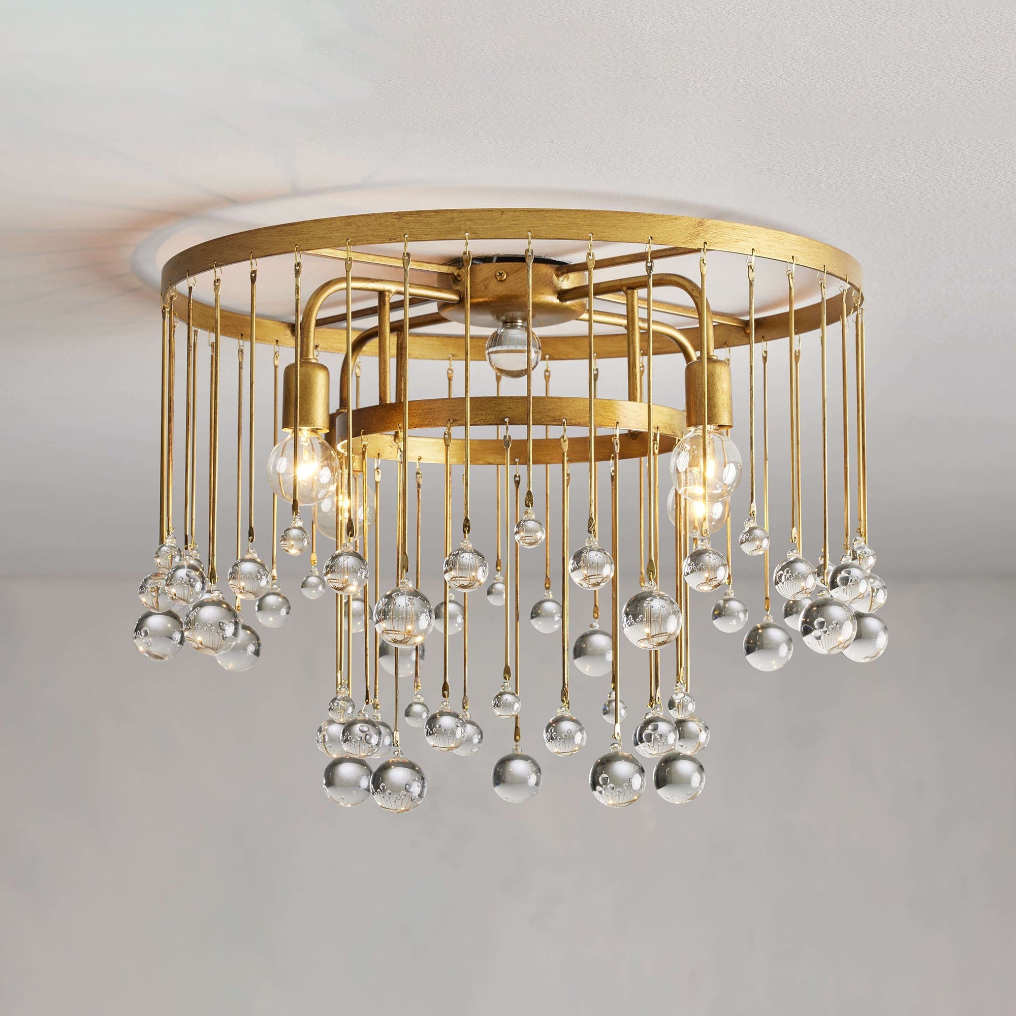 Fljotuvyo Postmodern Luxury Brass Crystal Flush Mount Ceiling Lamp - Neutralighting
