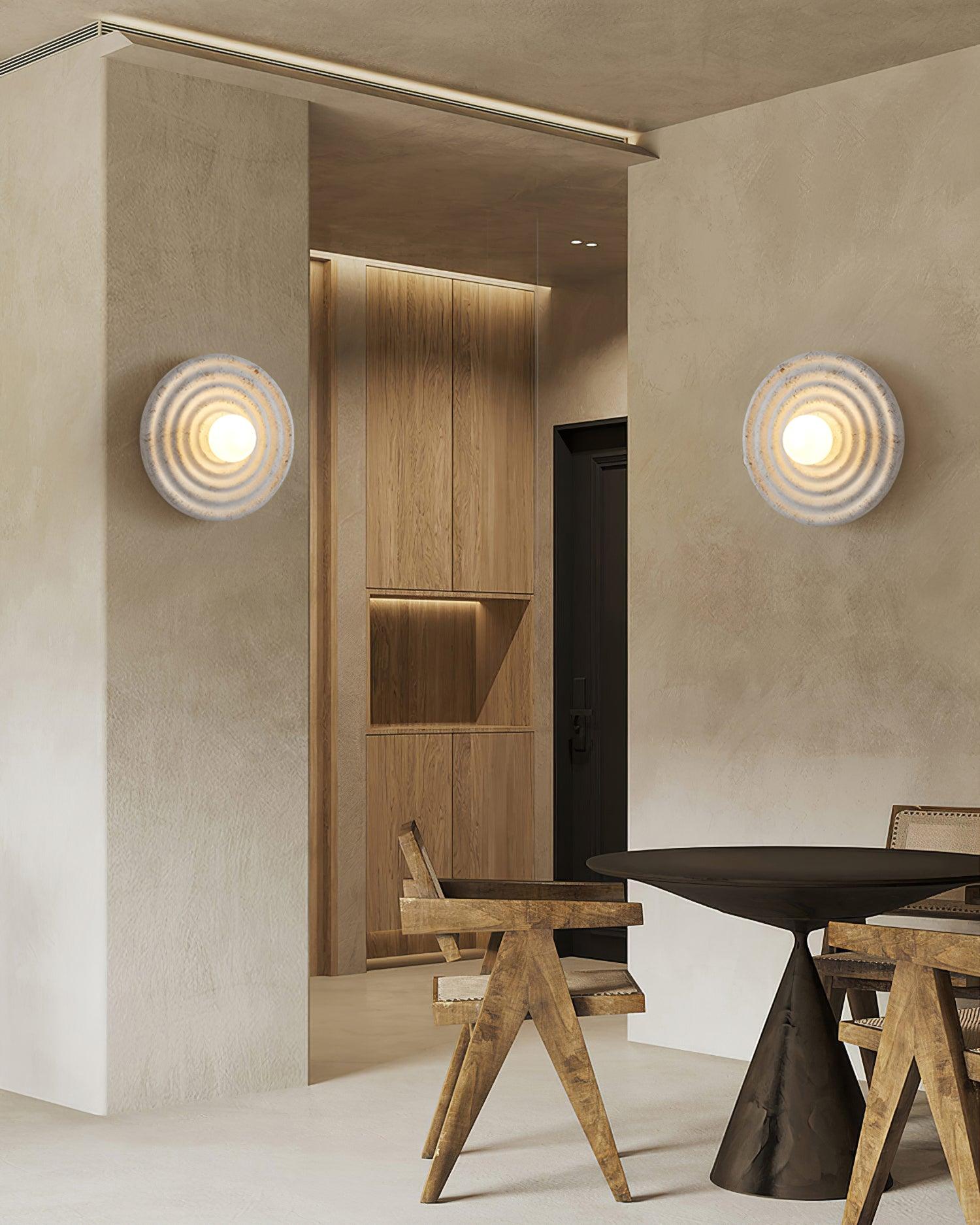 Wall Lamp Rippled Resin Round Shade Gentle Glow for Modern Spaces - Neutralighting